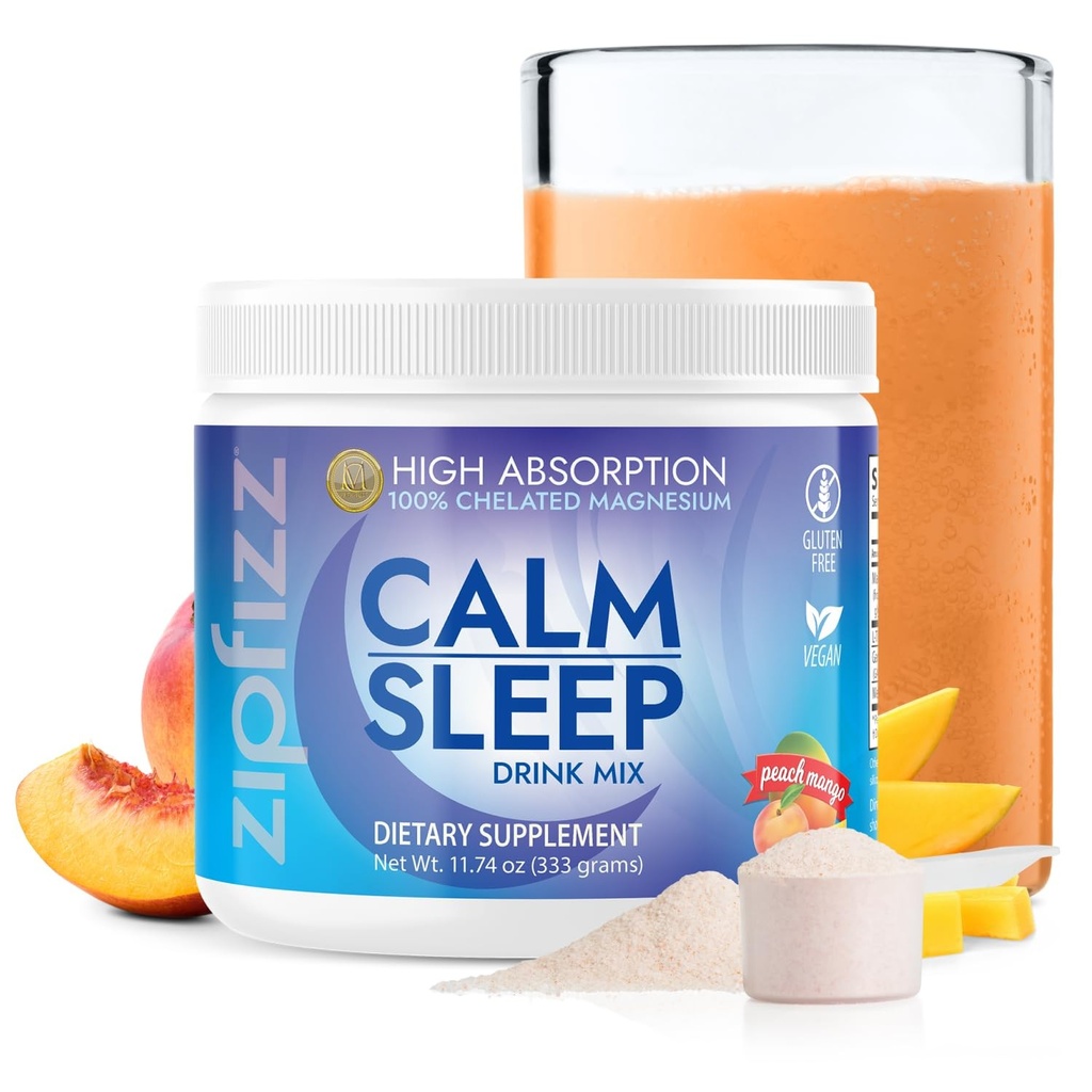 Zipfizz Nightly Calm & Sleep Supplement Powder Peach Mango 12.3 oz 30-60 Serv...
