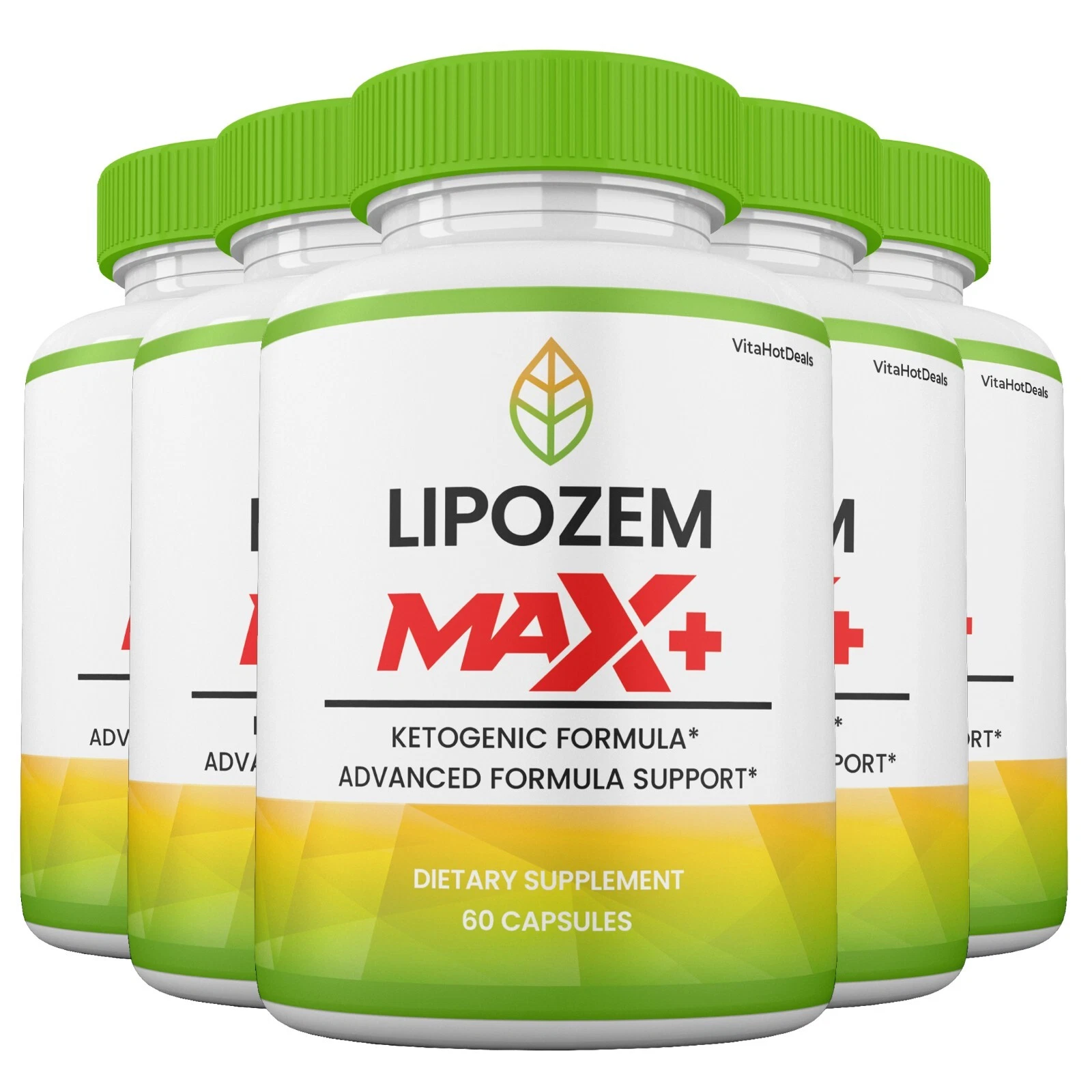 Lipozem Max + Capsule, 2x Stronger Formula, Lipozem Max+ Pills (5 Pack)