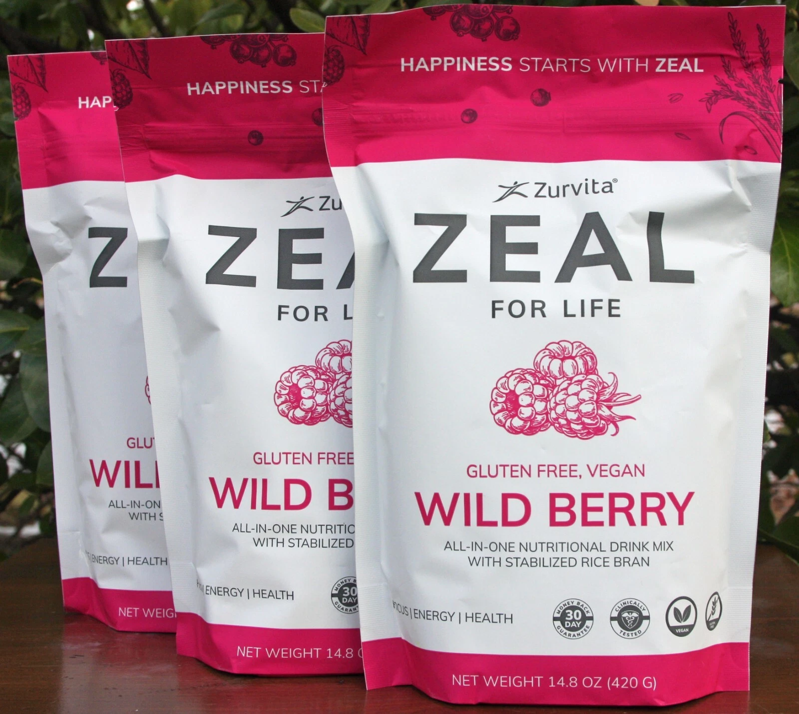*3-Pack* Zurvita Zeal 30-Day Wellness Bag, Gluten Free, Vegan Wild Berry