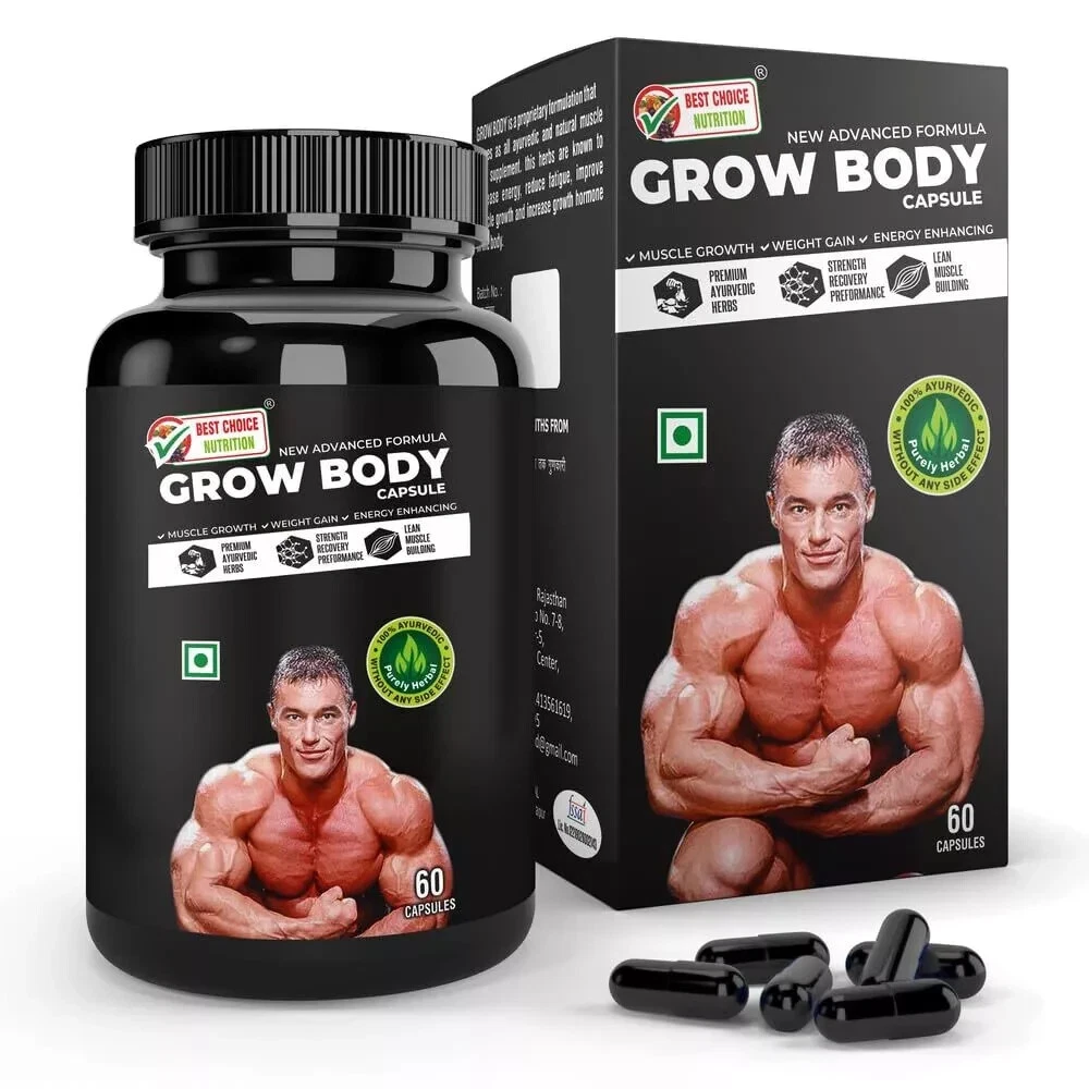 BODY GROW Fast Weight Gain Pills Muscle Gainer WEGHT 60 CAPSULES MEN, Pack of 2