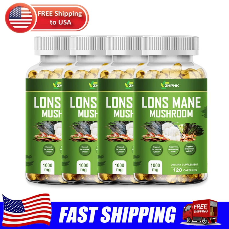 Organic Lions Mane Mushroom Capsules Nootropic Brain Memory Focus Immune Support