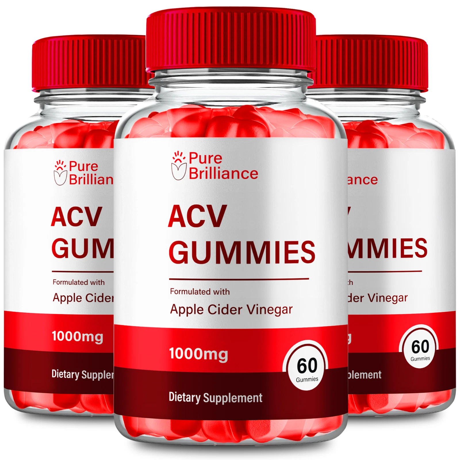 (3 Pack) Pure Brilliance ACV Gummies, Weight Management Gummy (180 Gummies)