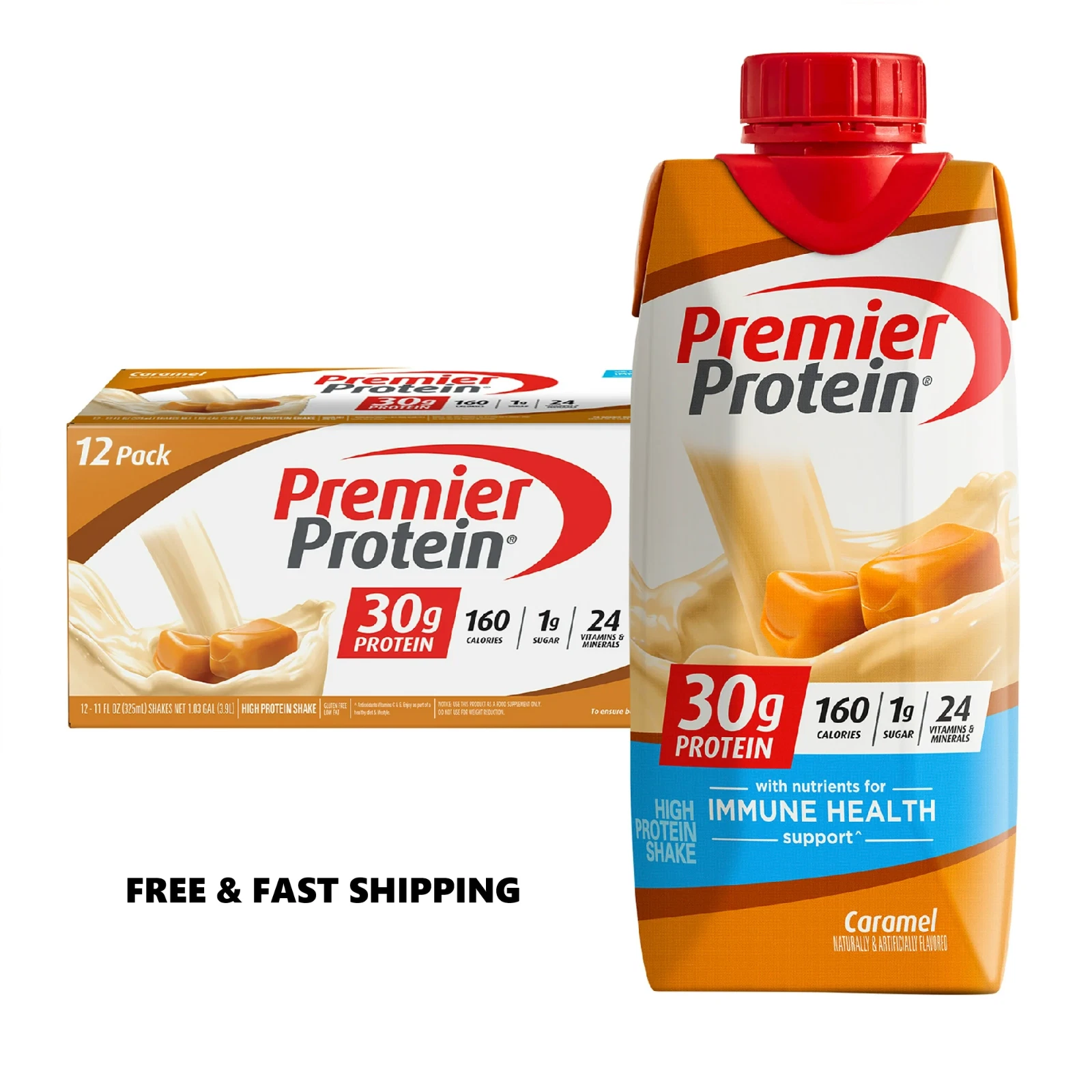 Premier Protein Shake, Caramel, 30g Protein, 11 fl oz, 12 Ct