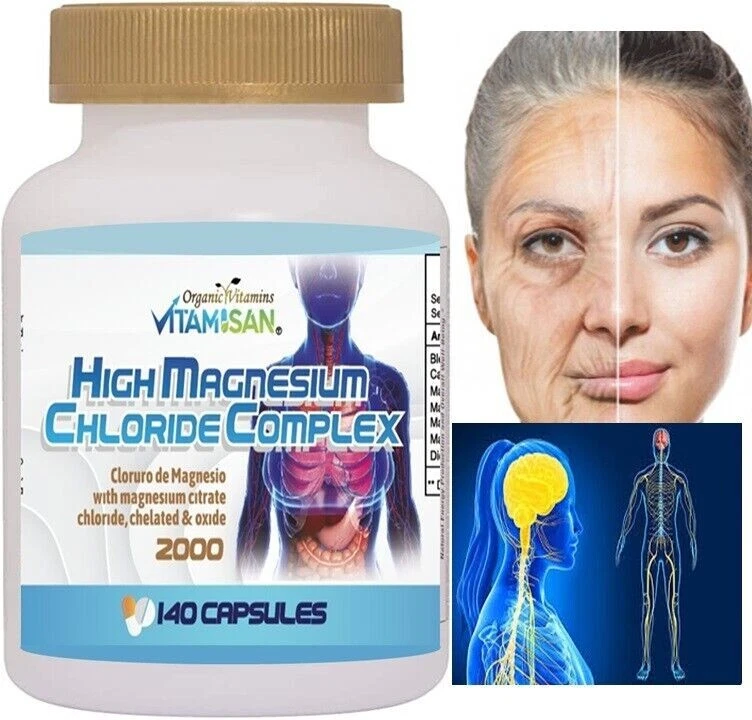 HIGH Cloruro de magnesium Magnesium Chloride High absorption 140 caps & OXIDE