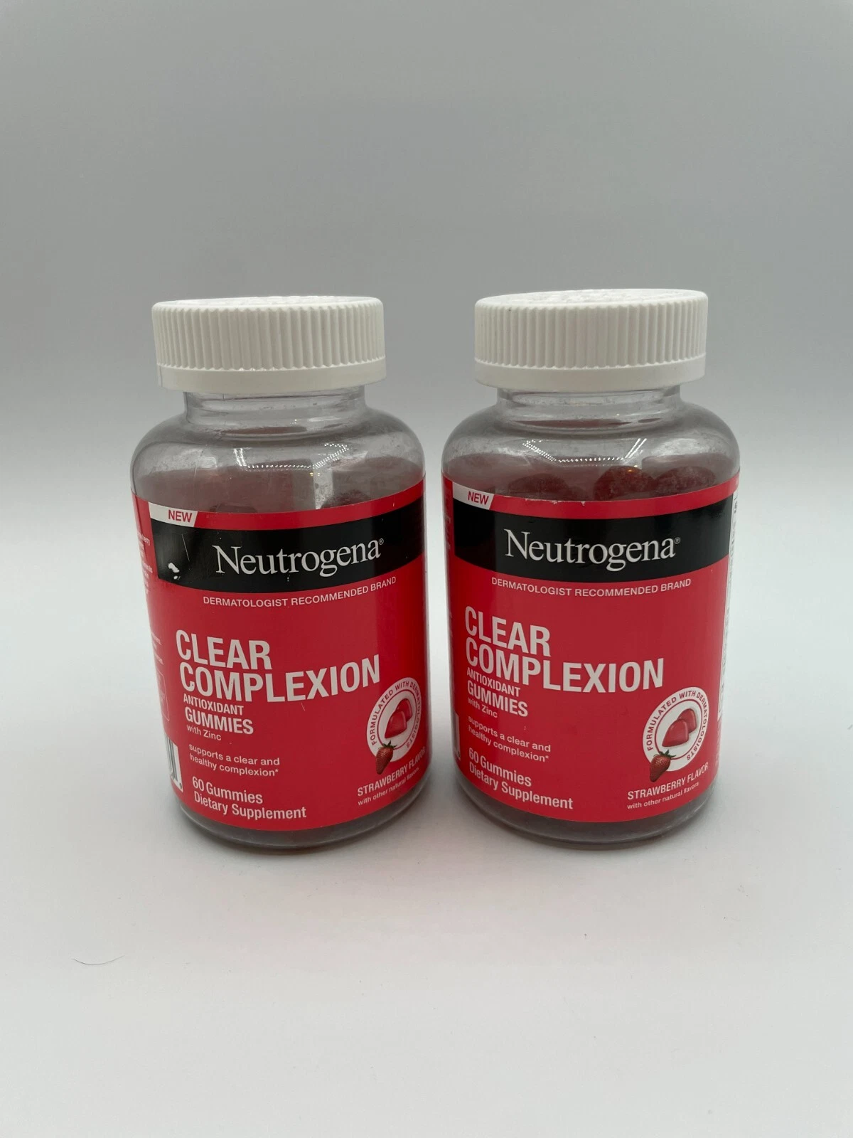 Expired 2x Neutrogena Clear Complexion Antioxidant Strawberry Flavor 60 Gummies