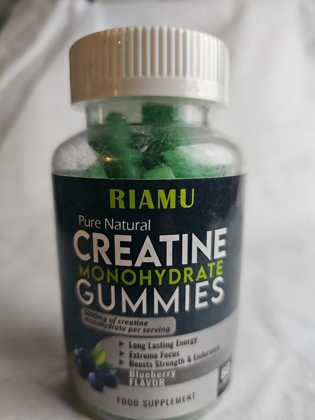 RIAMU-Creatine Monohydrate Gummies 60 Count Blueberry Flavor New Exp. 10/25