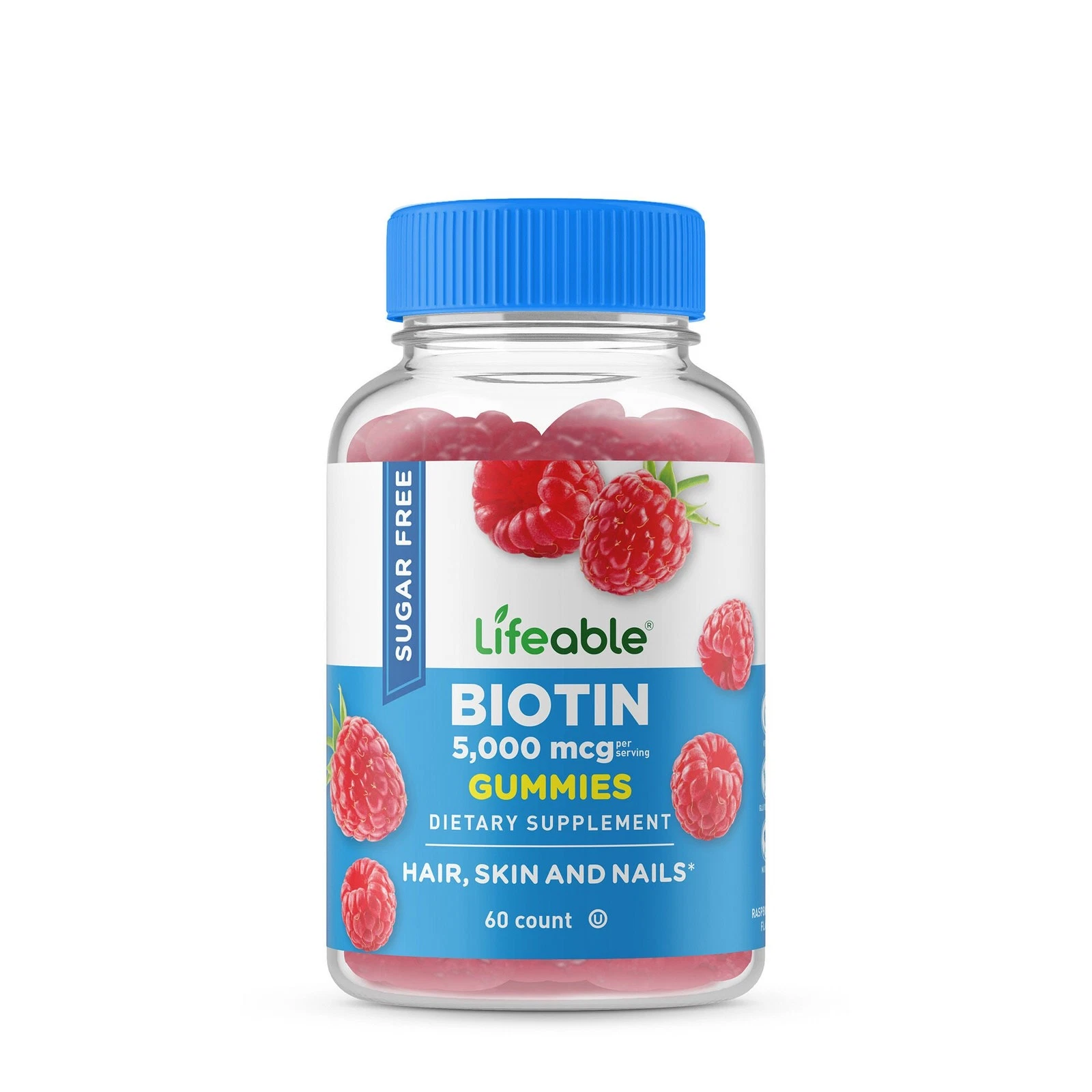 Sugar Free Biotin 5000 mcg - 60 Gummies (30 Servings)