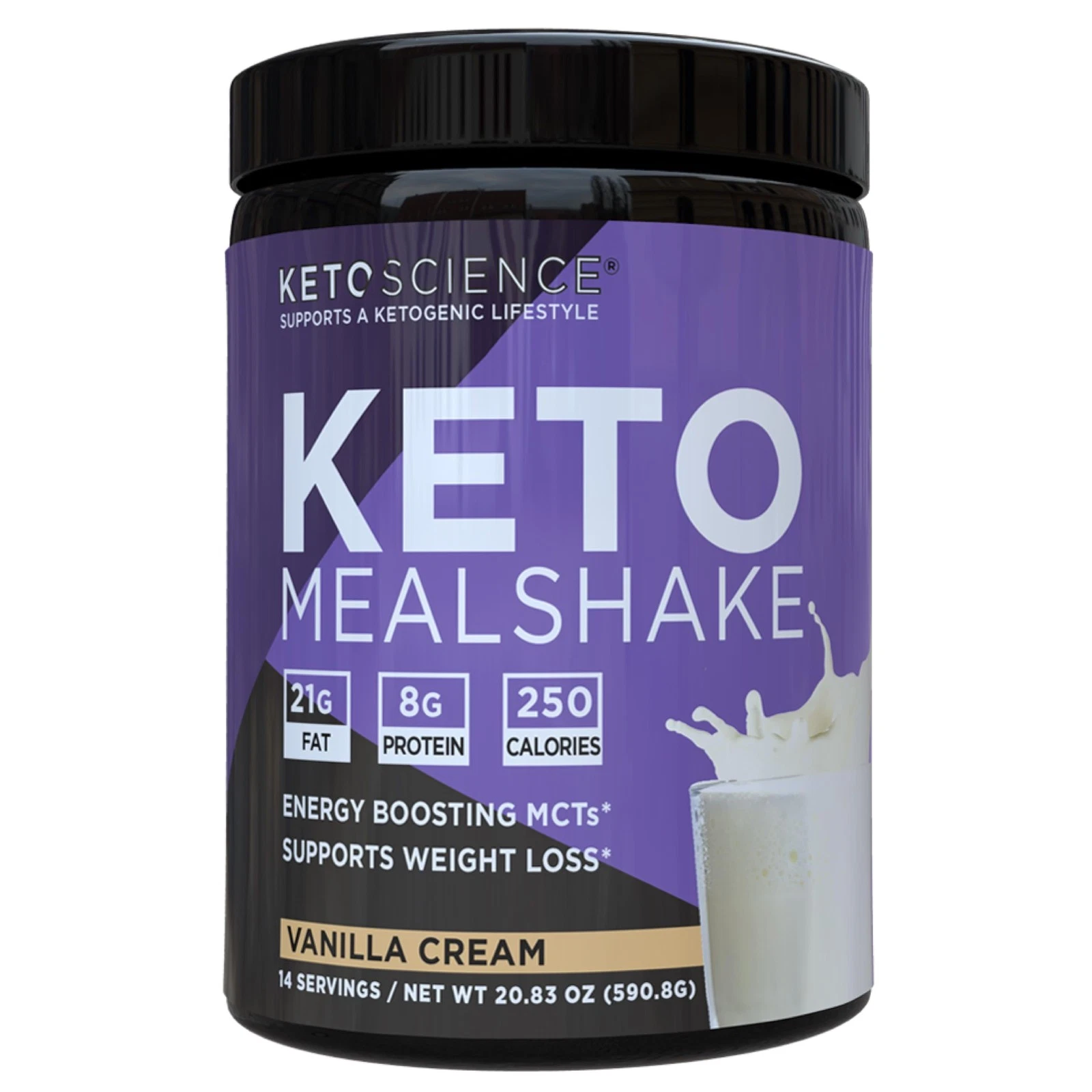 Ketogenic Meal Shake Vanilla Dietary Supplement Rich in MCTs and Protein Pack...