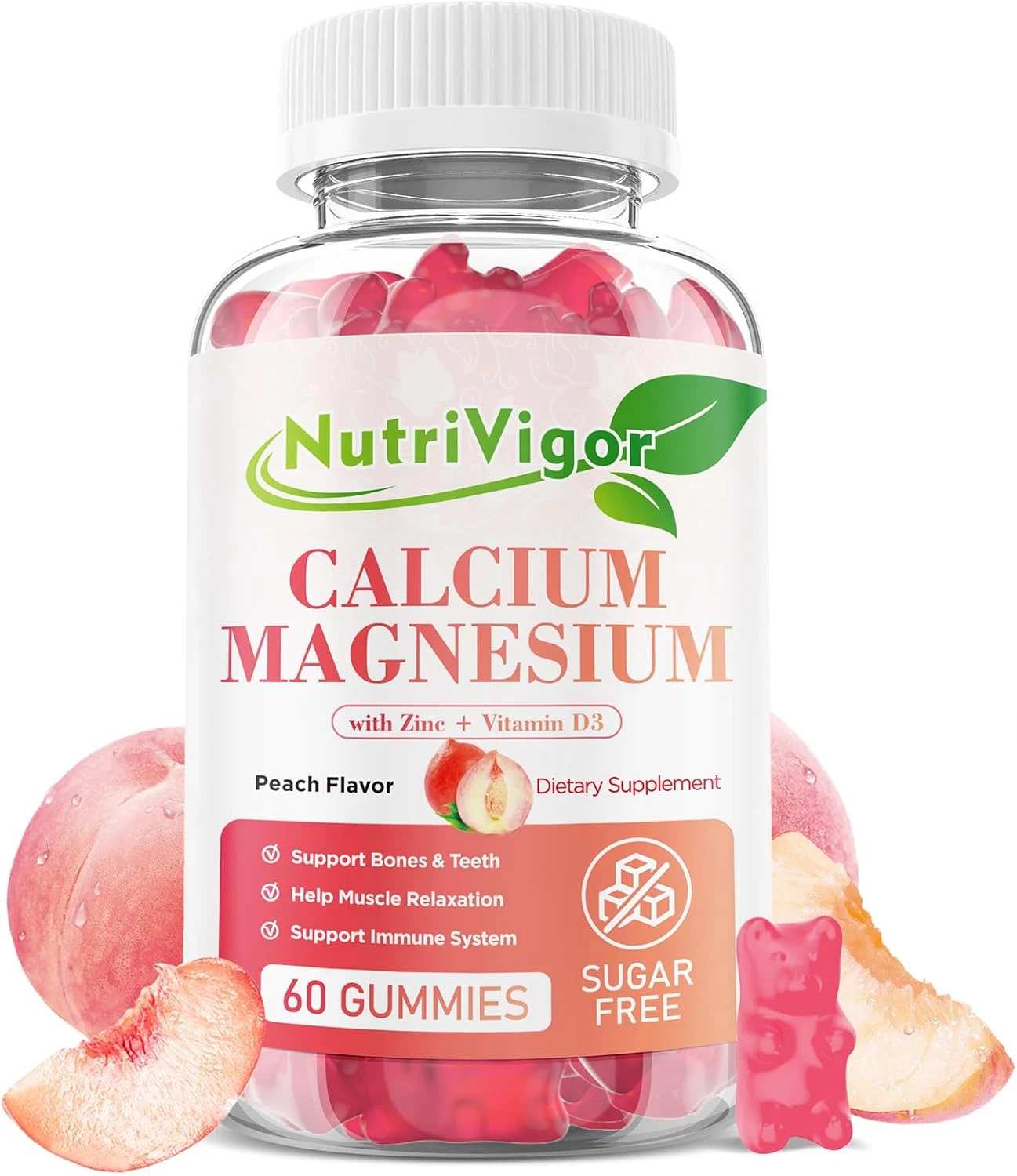 Calcium Gummies 600Mg with Vitamin D3, Calcium Magnesium Zinc Gummies for Bone &