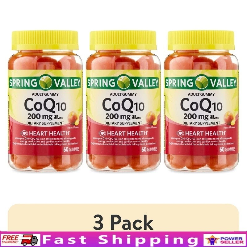 CoQ10 Gummies 200mg 60 Count 3 Pack Heart Support Energy Production Gluten Free
