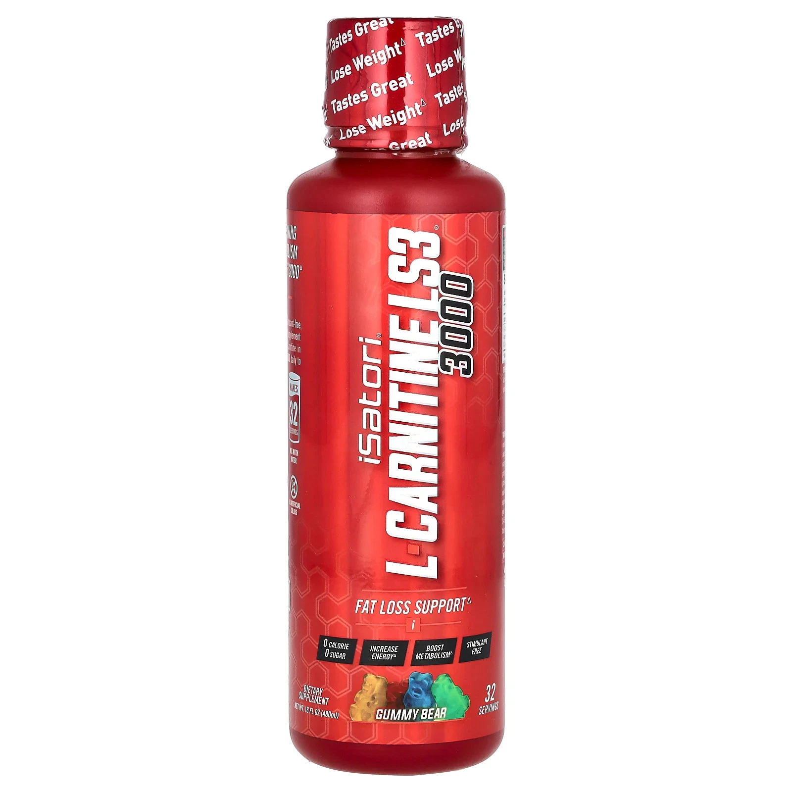 L-Carnitine LS3 3000, Gummy Bear, 3,000 mg, 16 fl oz (480 ml)