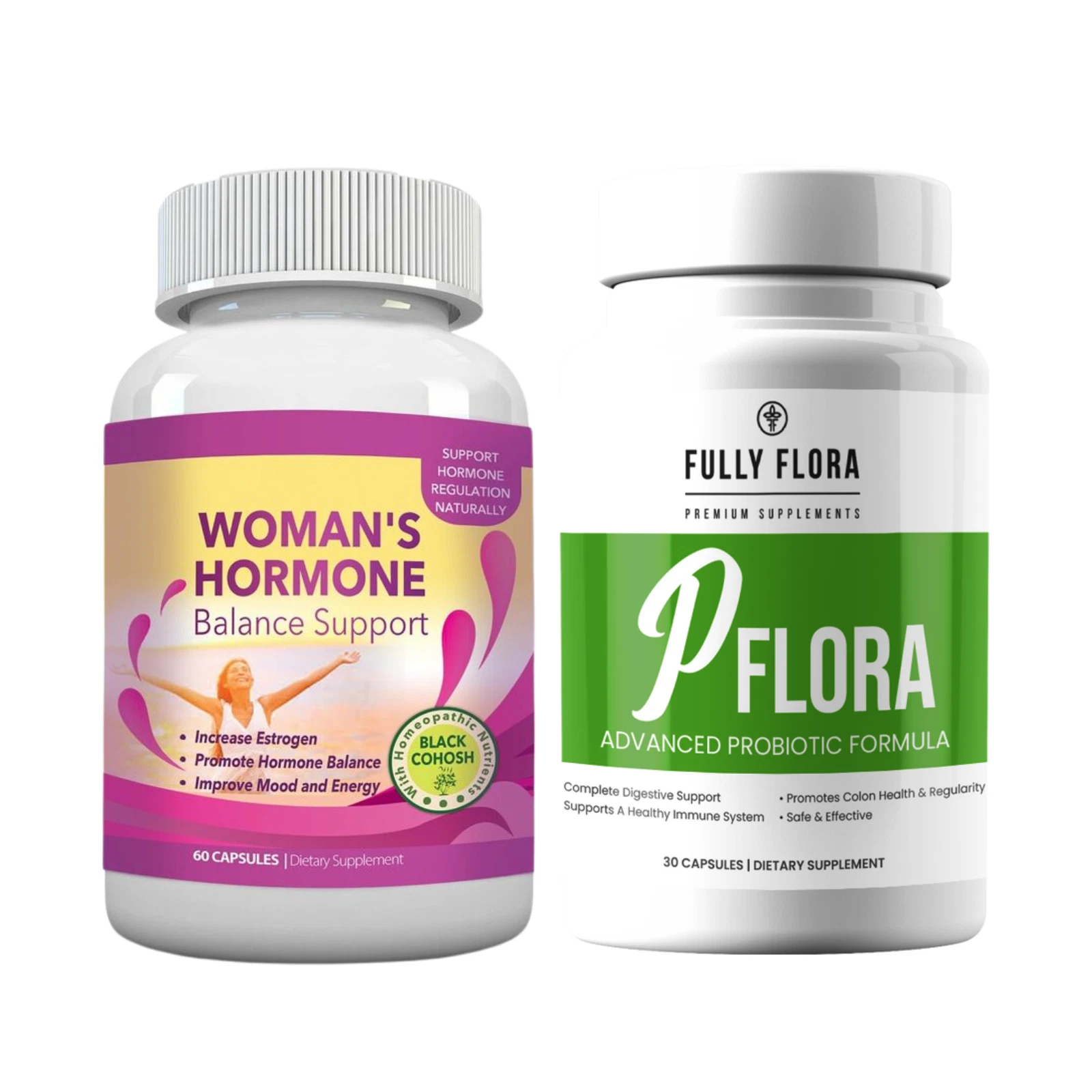Women's Hormone Balance Estrogen Increase & PFLORA Probiotic Immune Supplement
