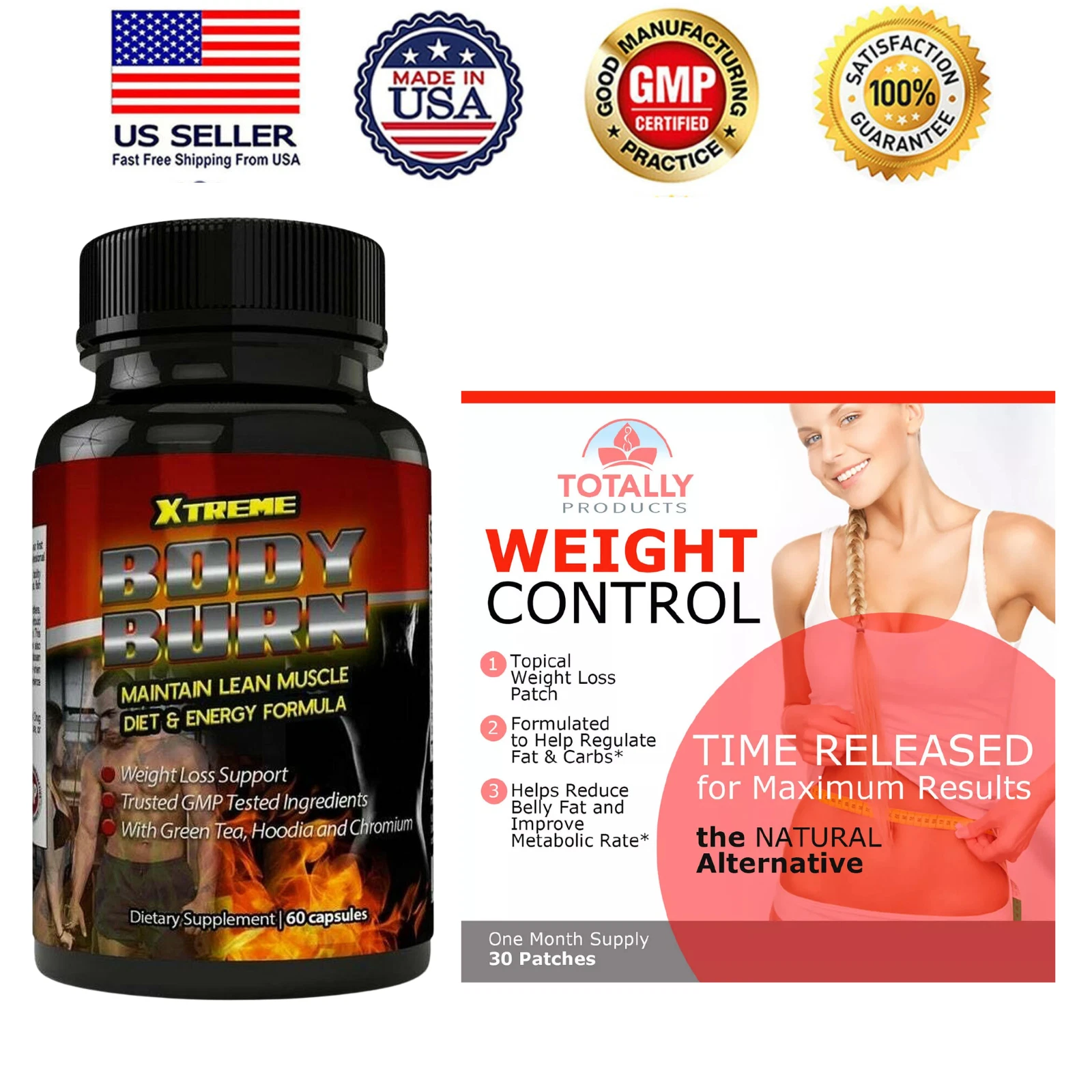 Xtreme Body Fat Burner Supplements & Topical Metabolism Boost Weight Loss Patch
