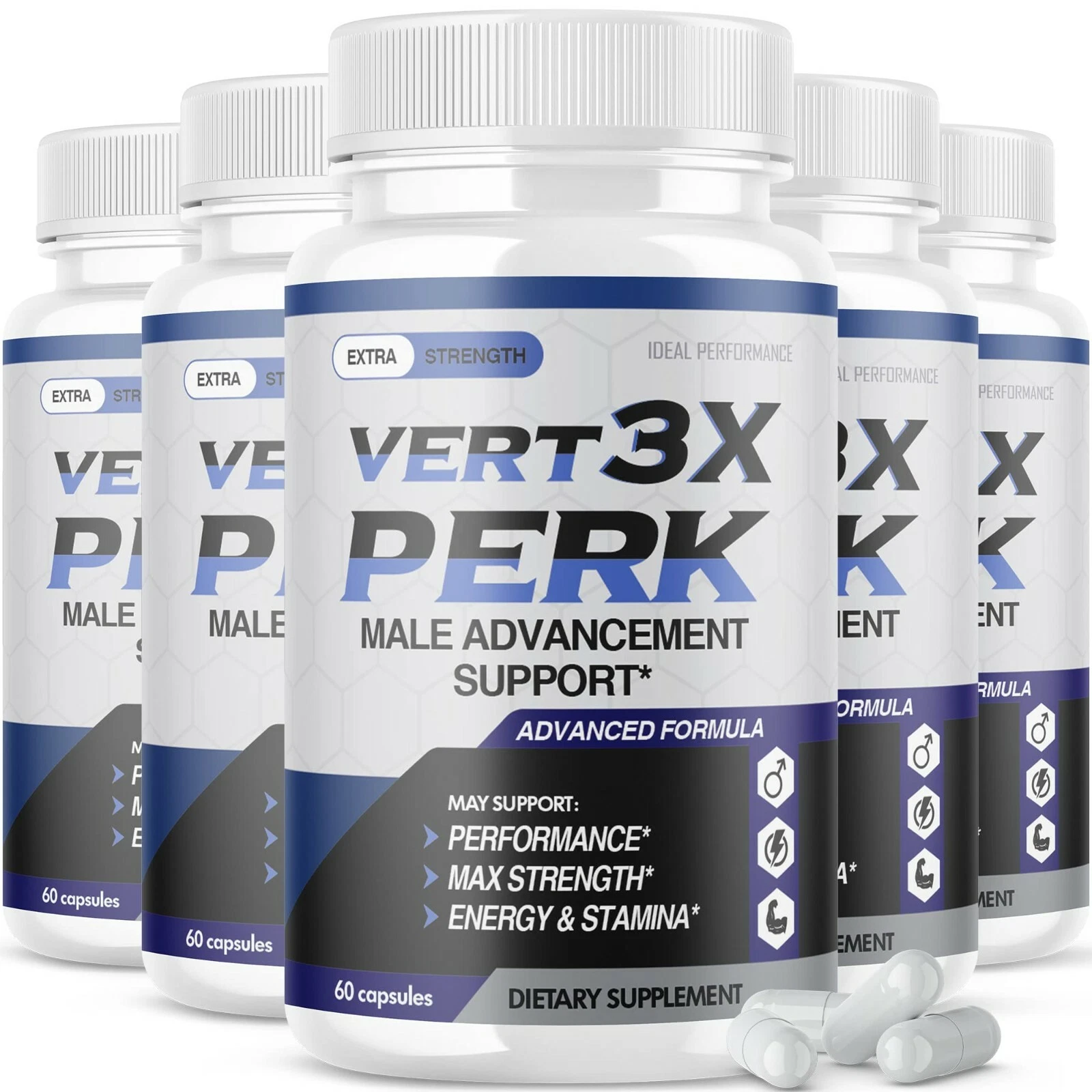 Vert3x Perk Vert 3X Pills (5 Pack - 300 Capsules)