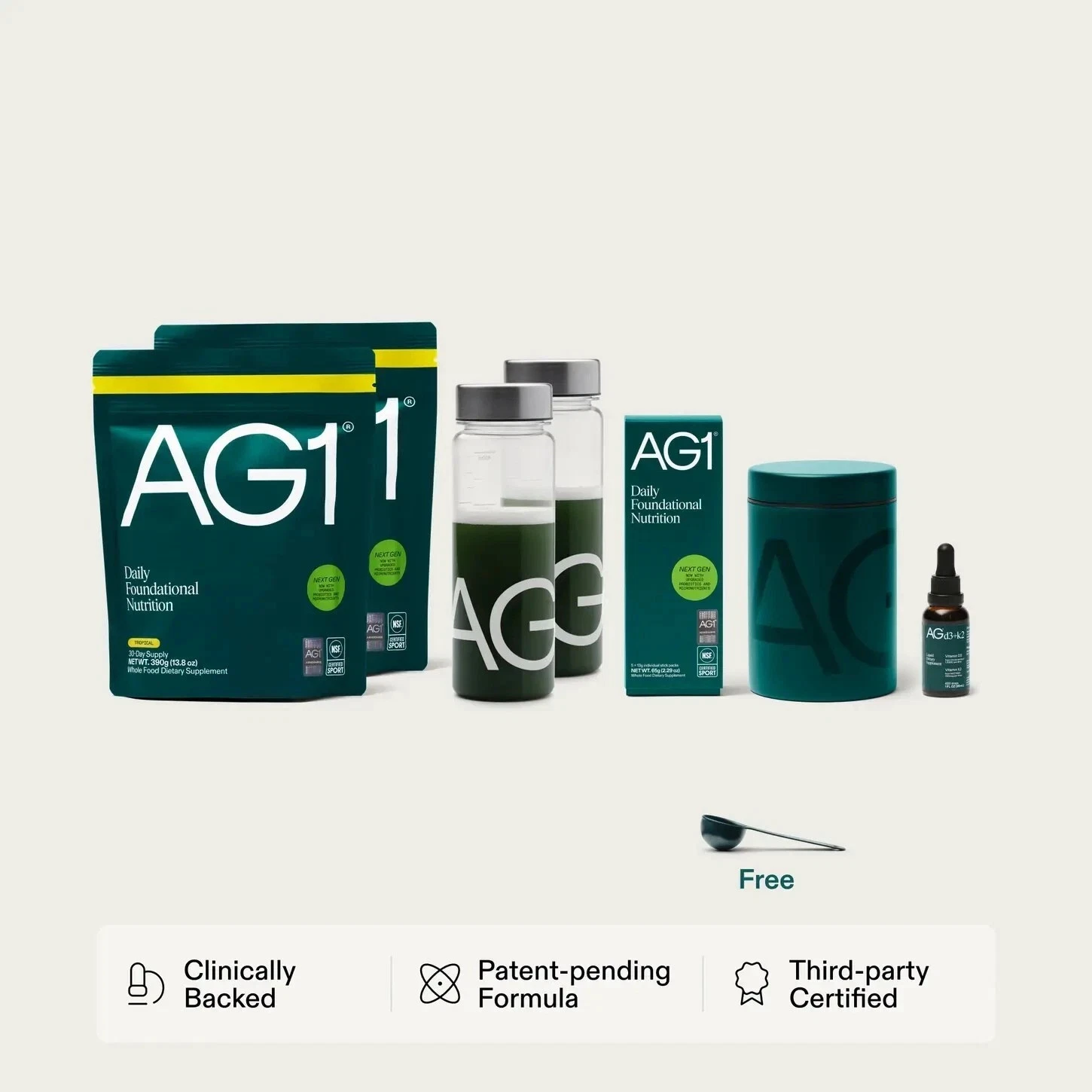 GENUINE AG1 Pouch 60 servings (2) AG1 Pouch (5) AG1 Travel Packs - TROPICAL