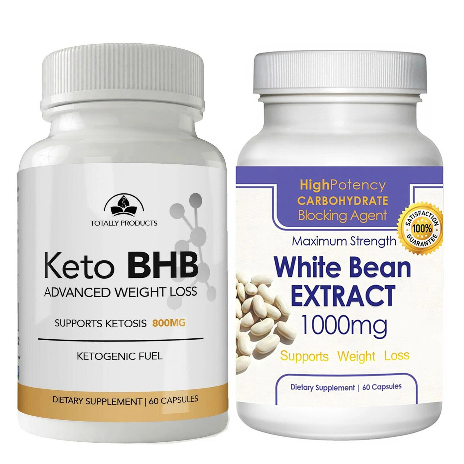 Keto BHB Fat Burn & White Kidney Bean Extract Weight Loss Dietary Capsules Combo