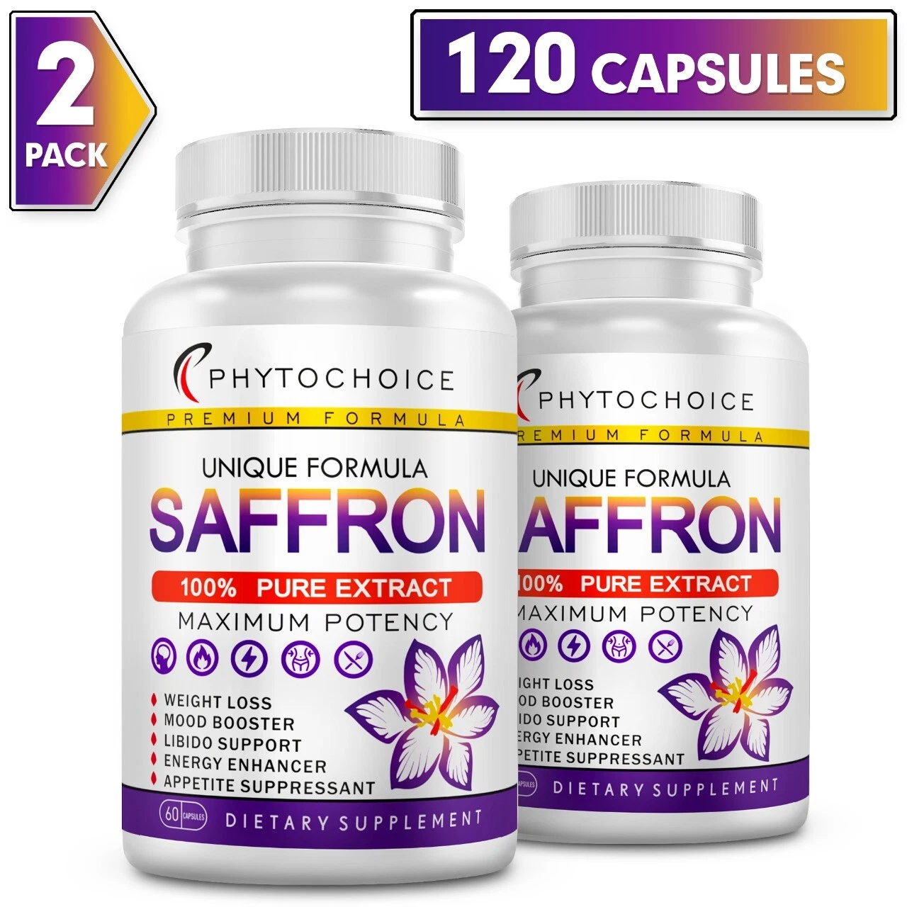 Saffron Extract-Weight Loss Appetite Suppressant 120 Saffron Capsules 4Men-Women