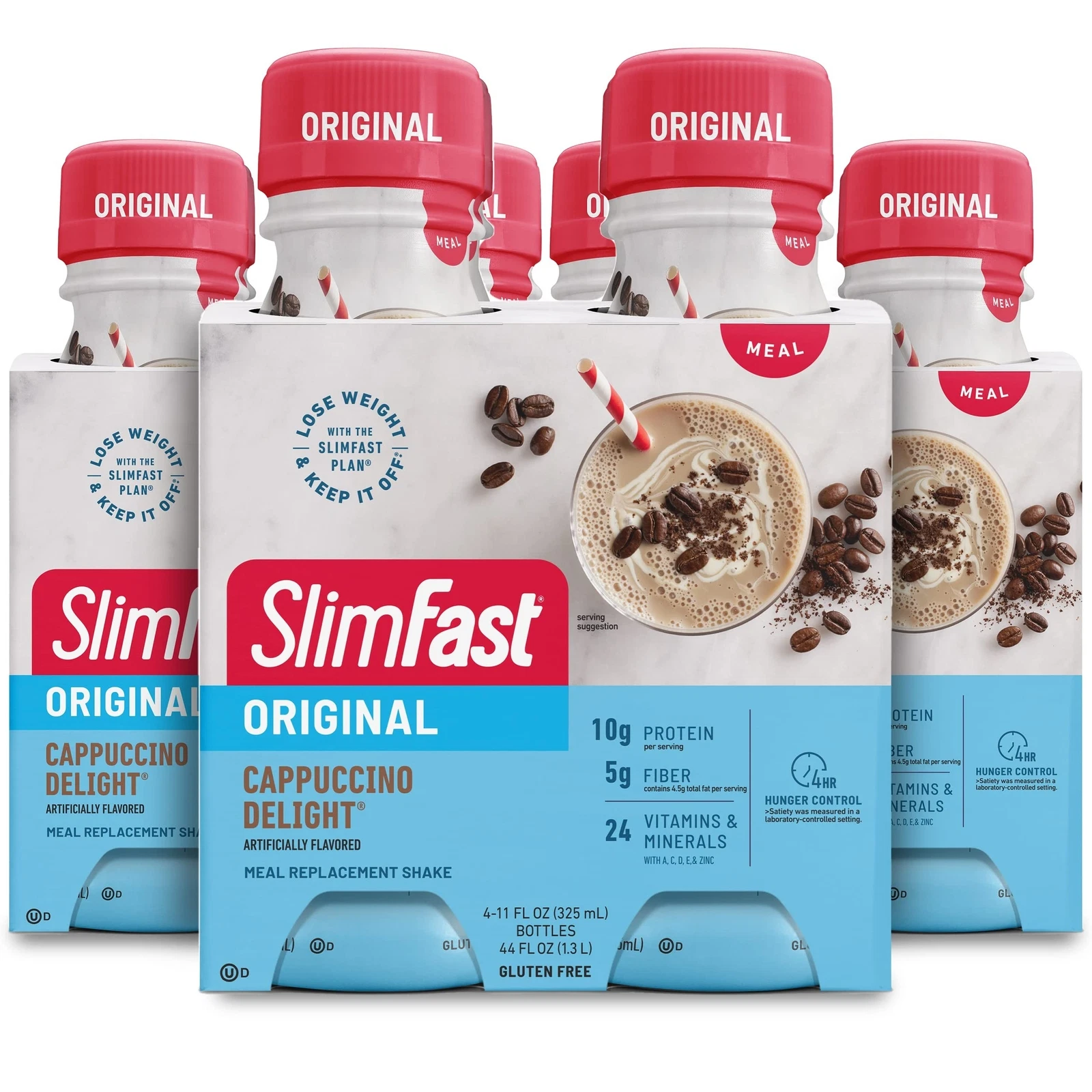 SlimFast Meal Replacement Shake, Original Cappuccino Delight, 10g of Ready to...