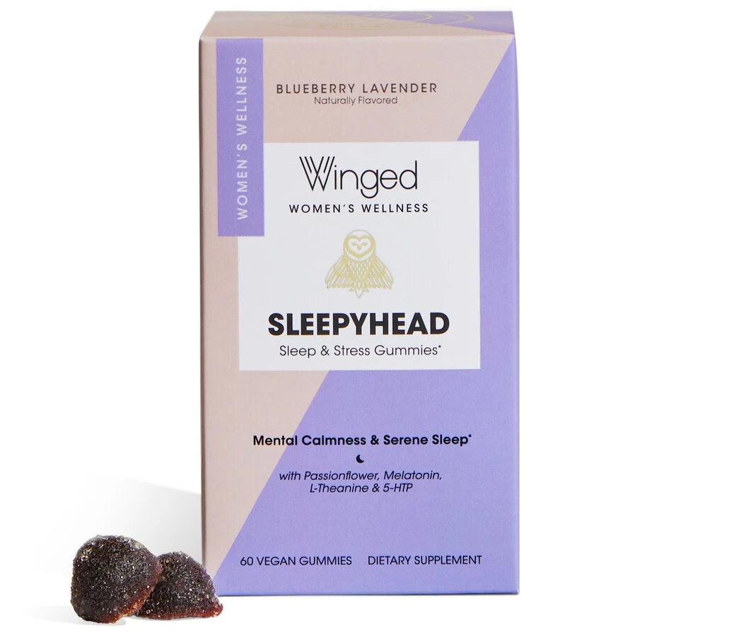 WINGED WOMEN'S WELLNESS SLEEPYHEAD CALMING SLEEP GUMMIES 60 VEGAN GUMMIES NEW