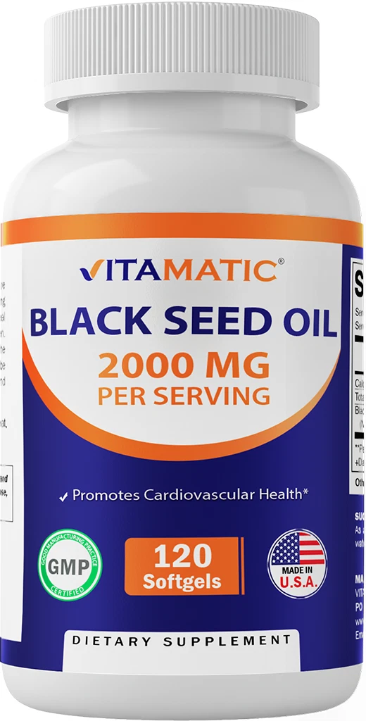 Vitamatic Black Seed Oil Capsules - 2000 mg per Serving - 120 Softgels