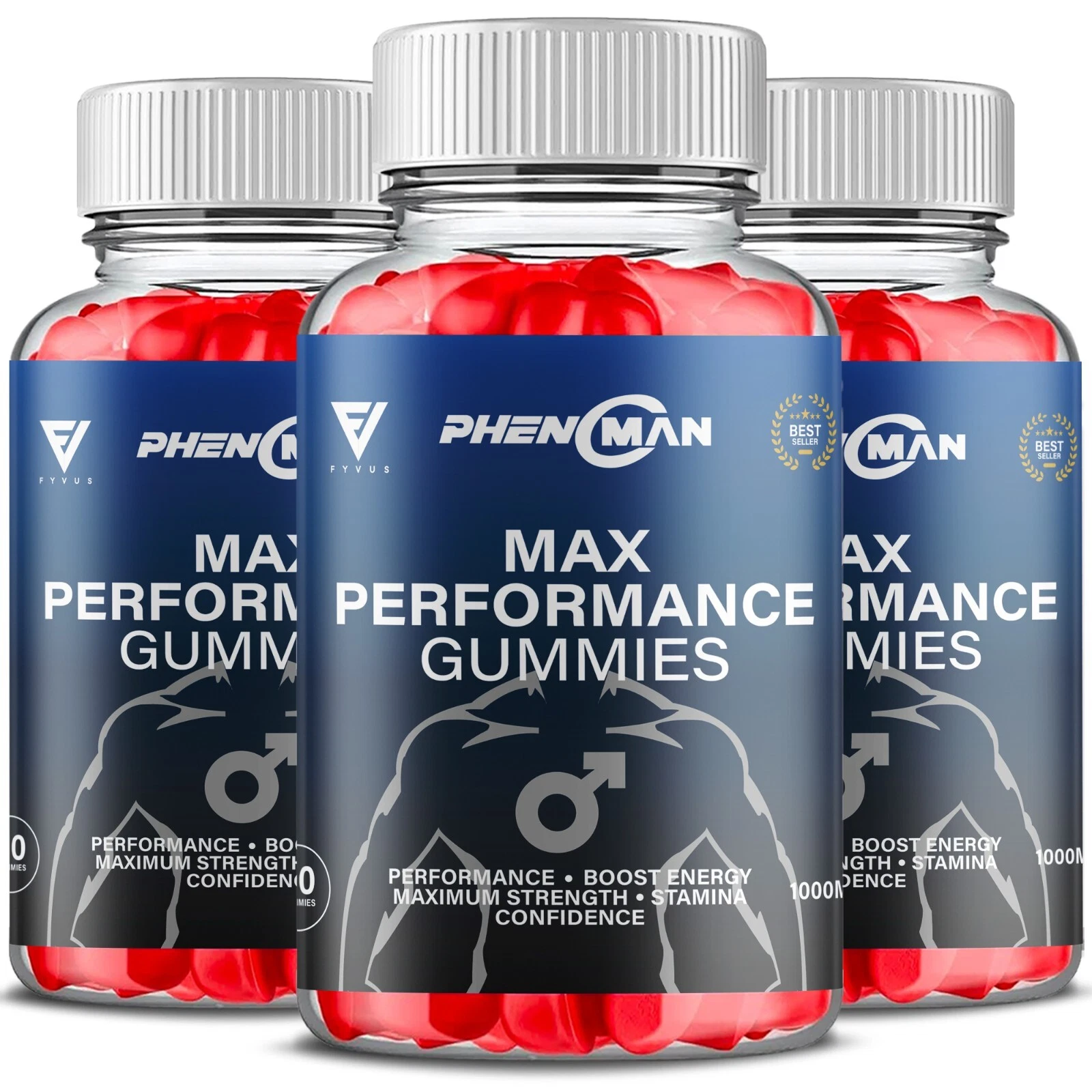 (Paquete de 3) Phenoman Gummies, suplemento de apoyo Phenoman Daily Drive (180 gomitas)