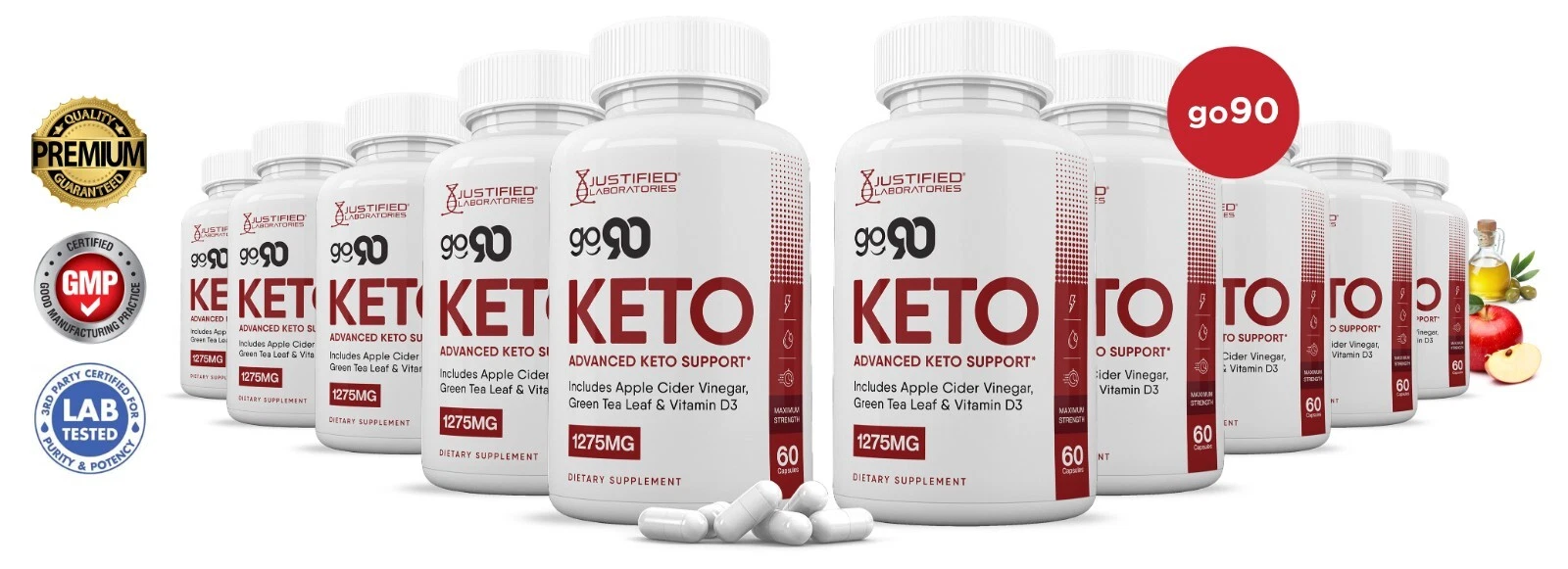Go 90 Keto ACV Pills 1275 MG Stronger Than Gummies Keto Support 10 Bottles