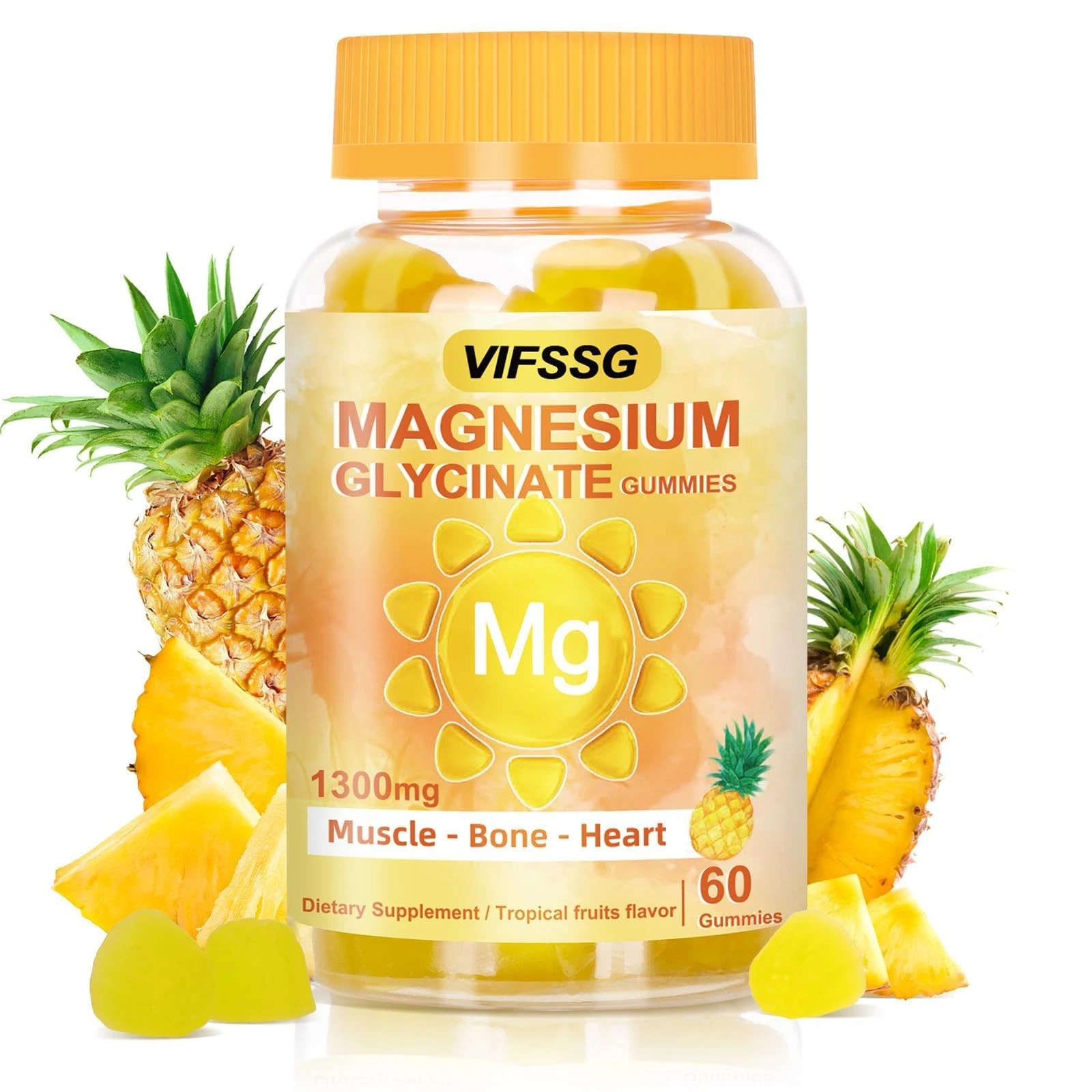 VIFSSG Magnesium Glycinate Gummies 500 Mg, Triple Magnesium Complex Sugar-Free G
