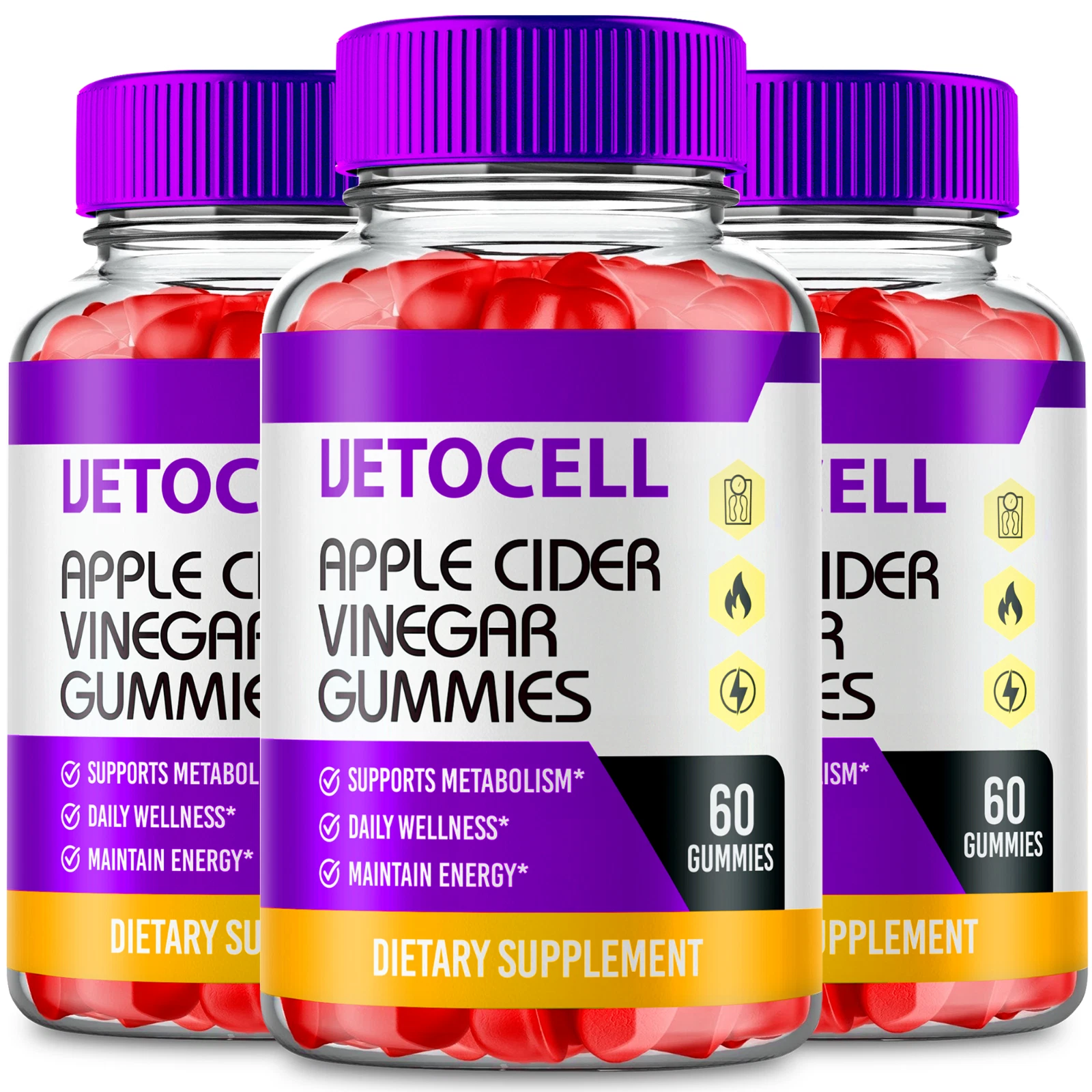 (3 Pack) Vetocell Keto ACV Gummies, Weight Management Gummy (180 Gummies))