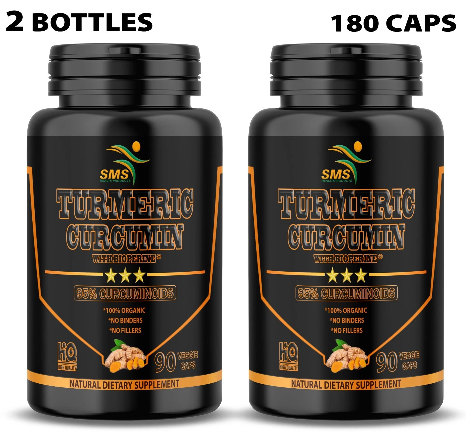 TURMERIC 95% CURCUMIN 10,000mg EXTRACT TUMERIC BLACK PEPPER ANTIOXIDANT 180 CAPS