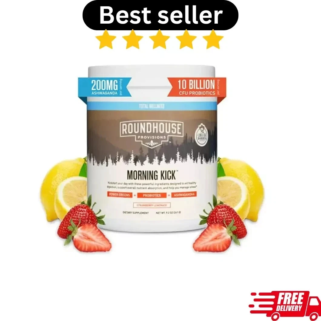 by Chuck Norris Morning Kick, Greens Superfood Powder Supplement with Ashwaganda