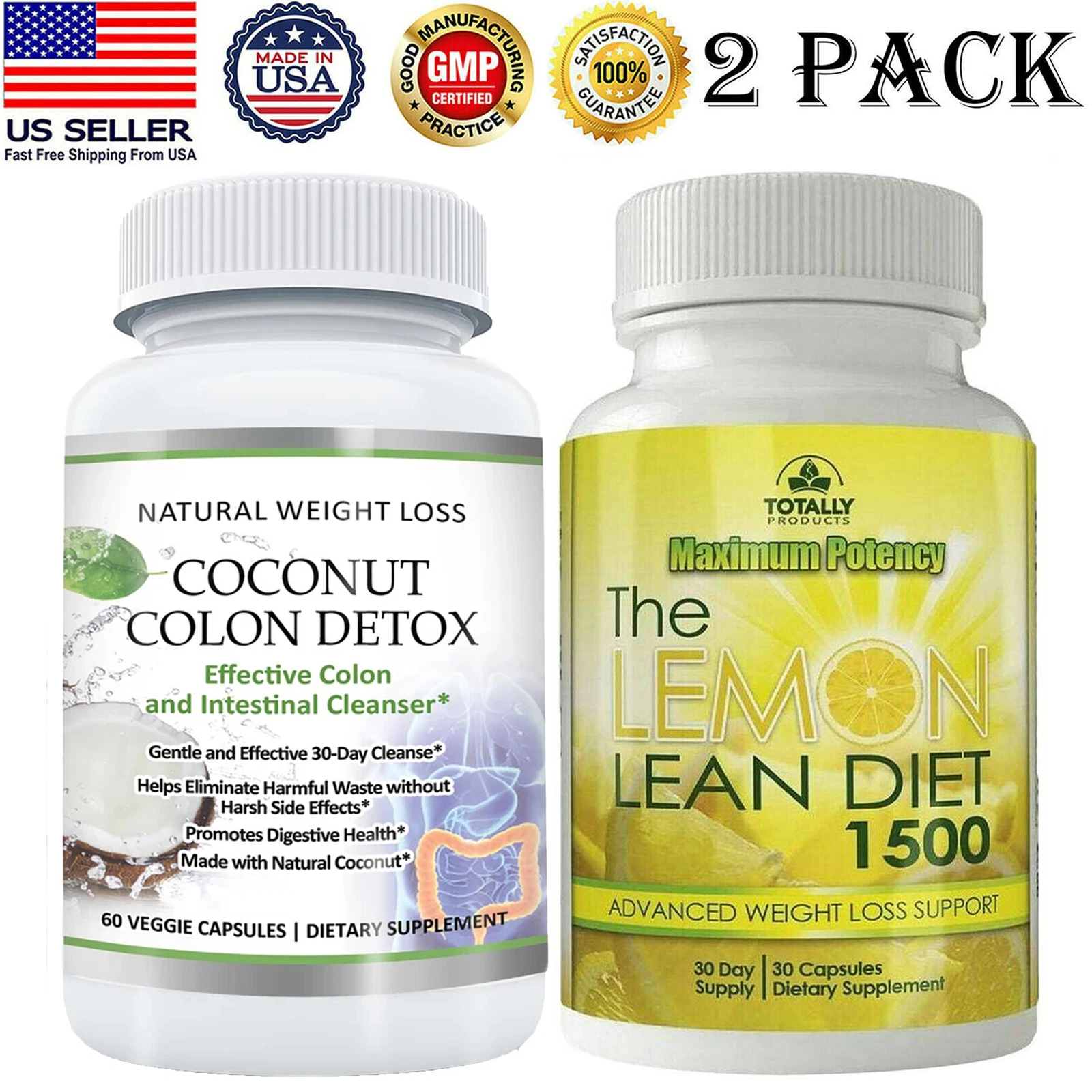 Coconut Colon Detox Intestinal Cleanse Lemon Lean Weight Loss Dietary Supplement