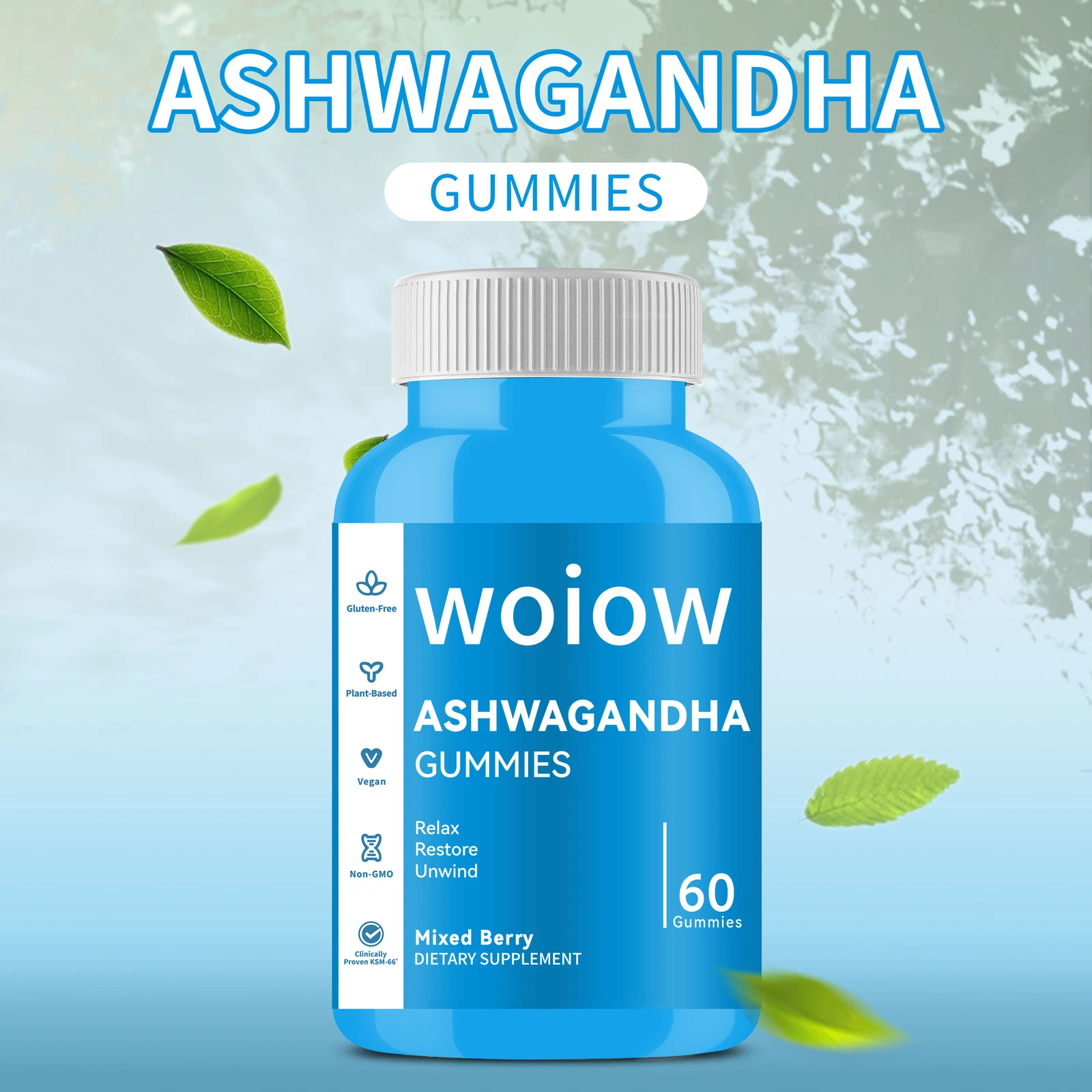 Nutrition Ashwagandha Gummies Mixed Berry 60 Count Gummies Pack of 3, 2, 1