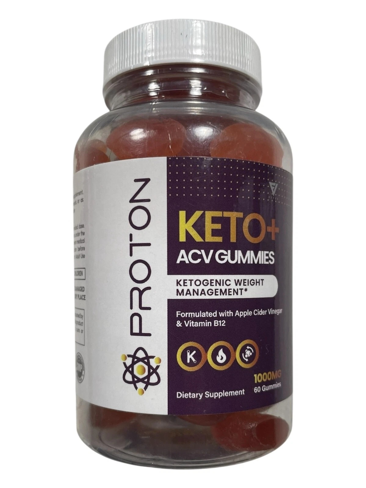 Proton Keto+ ACV Gummies - Weight Management - 1000 mg - 60 gummies - Exp 01/26