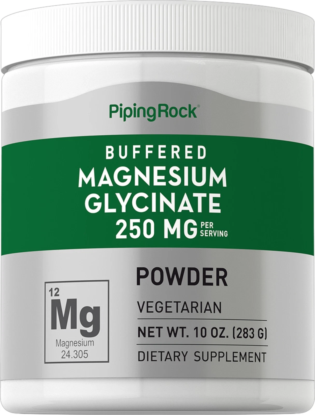 Magnesium Glycinate Powder | 250 mg | 10 oz | Vegan, Non-GMO | by Piping Rock