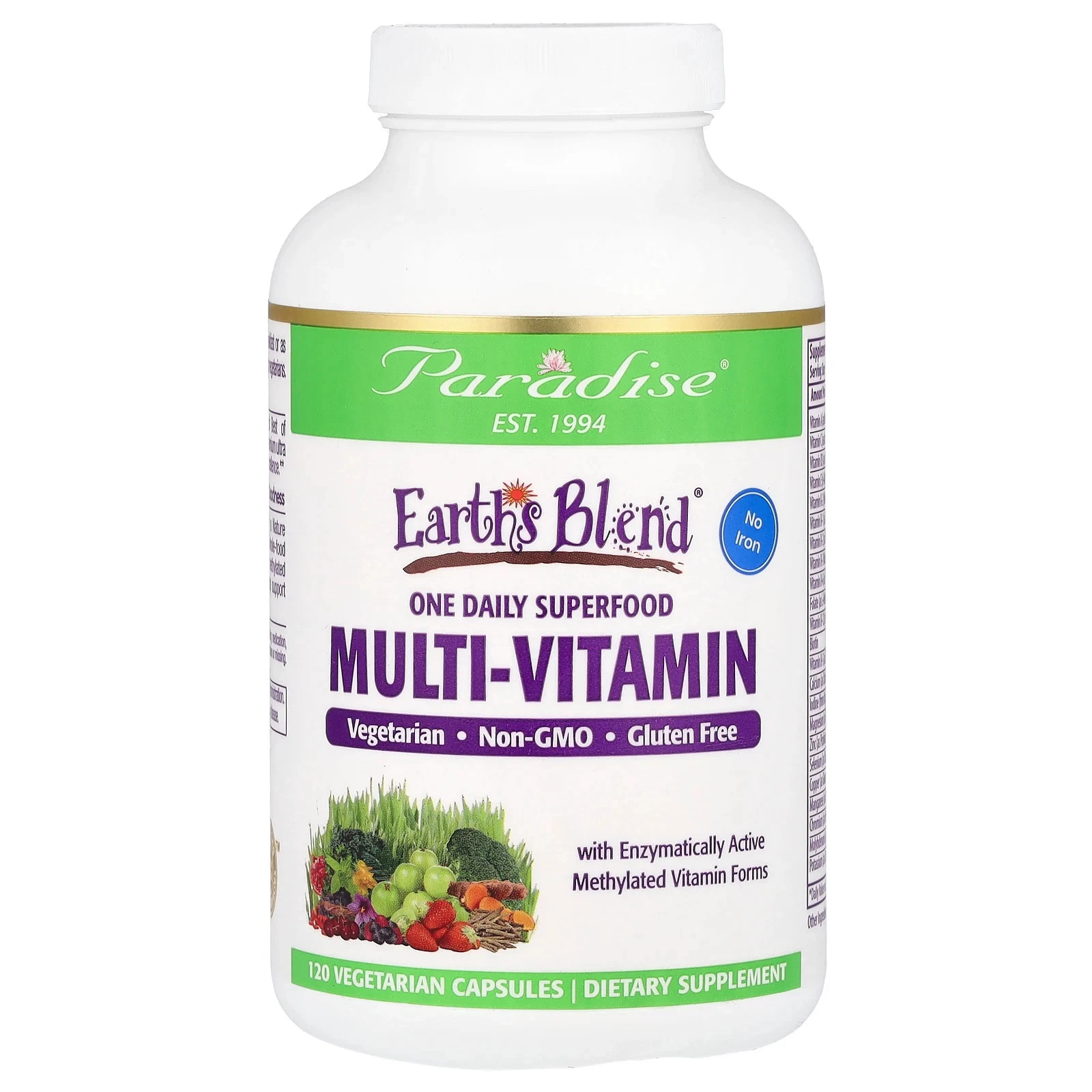Earth's Blend®, One Daily Superfood Multi-Vitamin, No Iron, 120 Vegetarian
