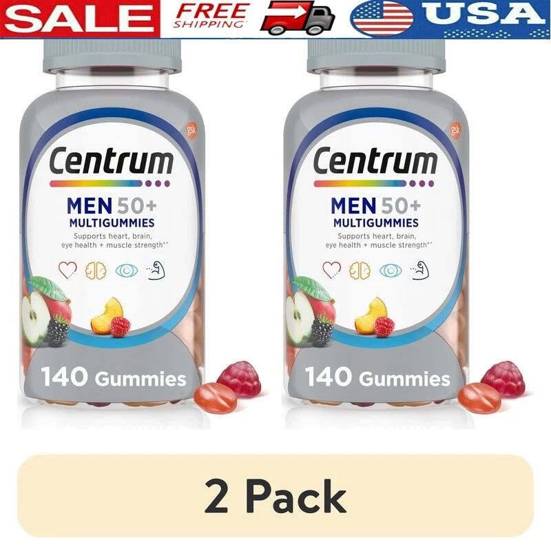 Gummy Multivitamins Men 50 Plus Daily Supplement Assorted Fruit 280 Count New