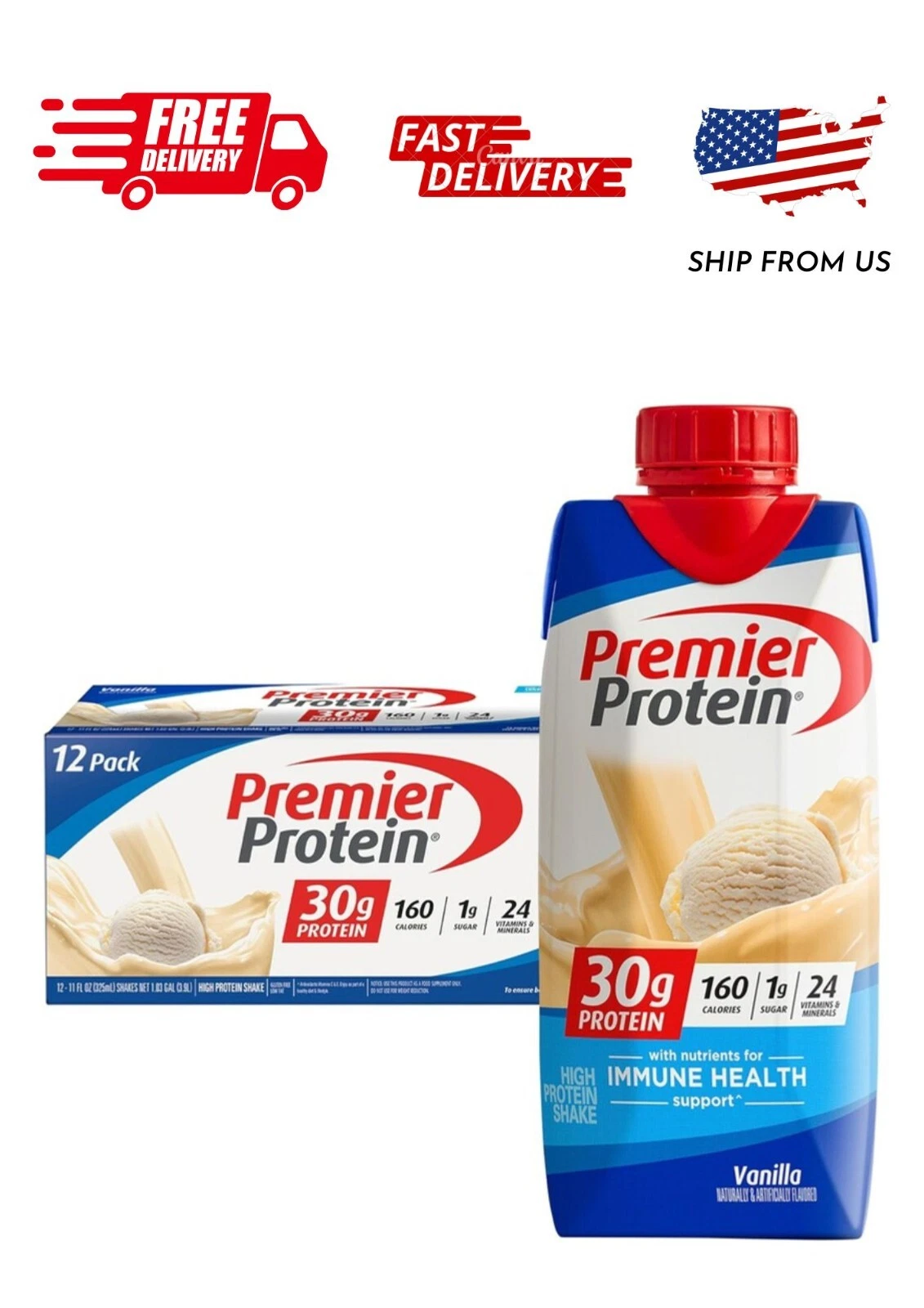 Premier Protein Shake, Vanilla, 30g Protein, 11 fl oz, 12 C