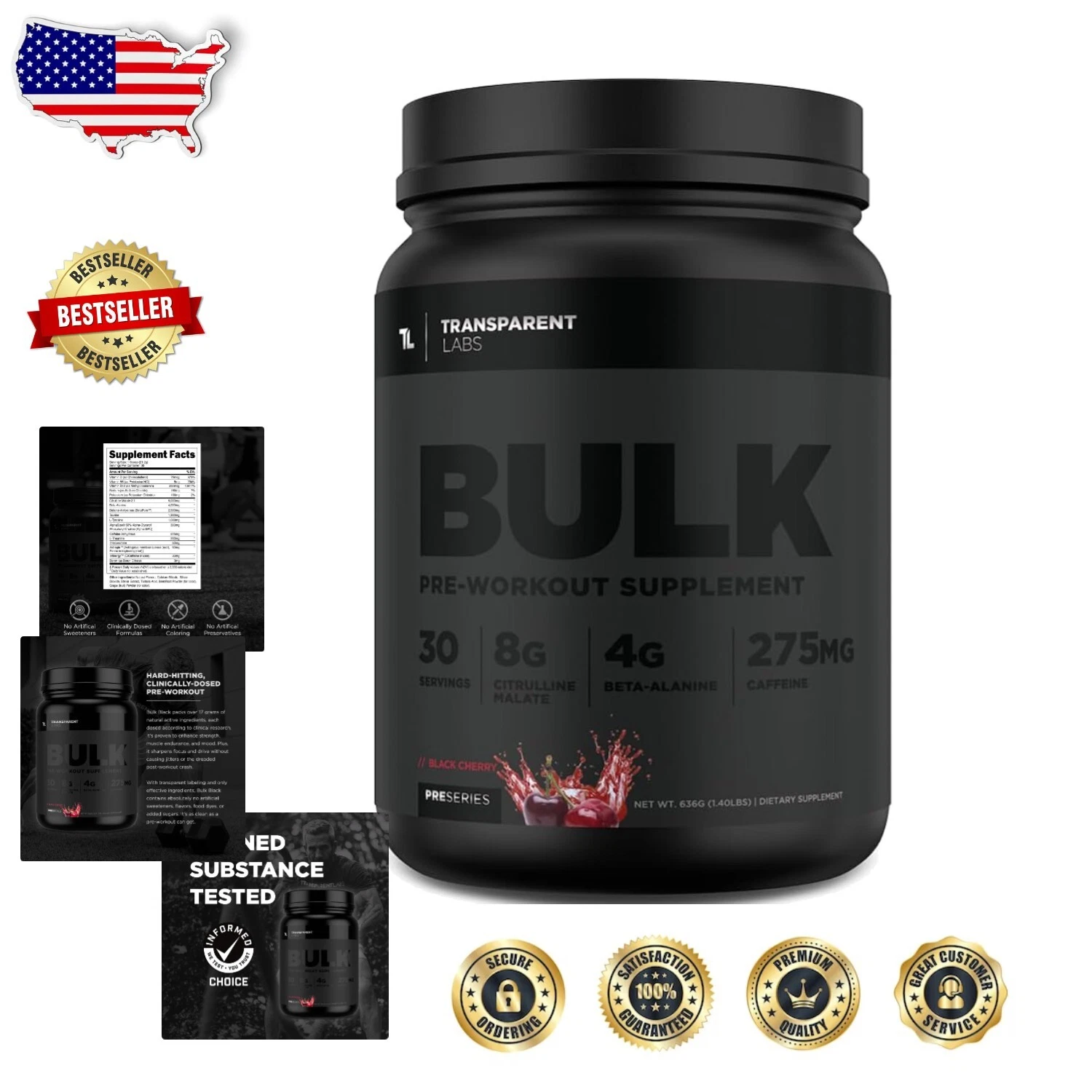 Clinically Dosed Sugar-Free Pre-Workout with Beta Alanine - Black Cherry Flavor