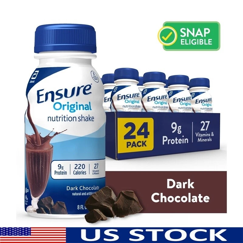 Meal Replacement Shake 24 Count Dark Chocolate 9g Protein Immune Support New