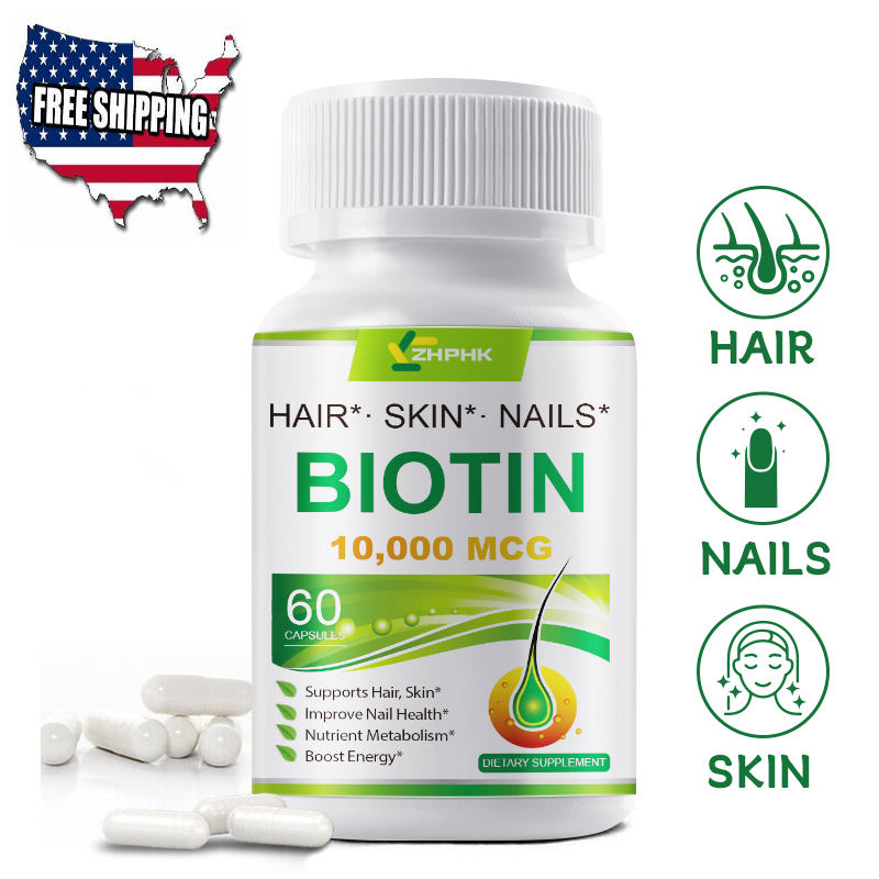 Biotin 10 000 mcg Maximum Strength High Potency Capsules Hair Skin and Nails