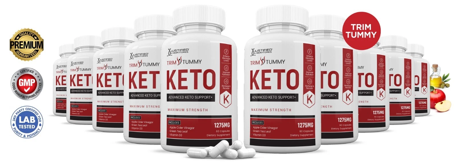 Trim Tummy Keto ACV Pills 1275 MG Stronger Than Gummies Keto Support 10 Bottles