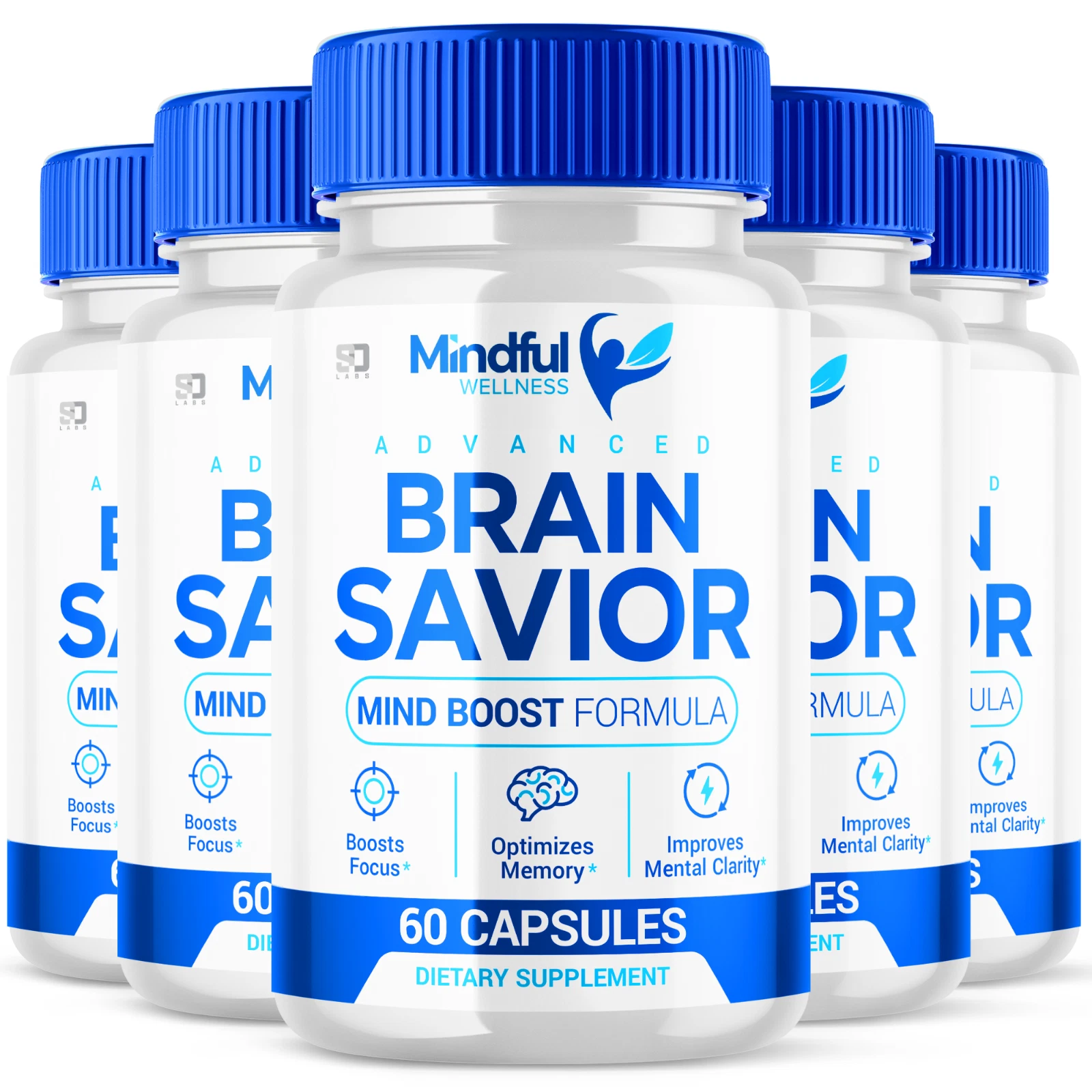 Mindful Wellnes Brain Savior Nootropic, Brain Booster for Memory & Focus 5 Pack