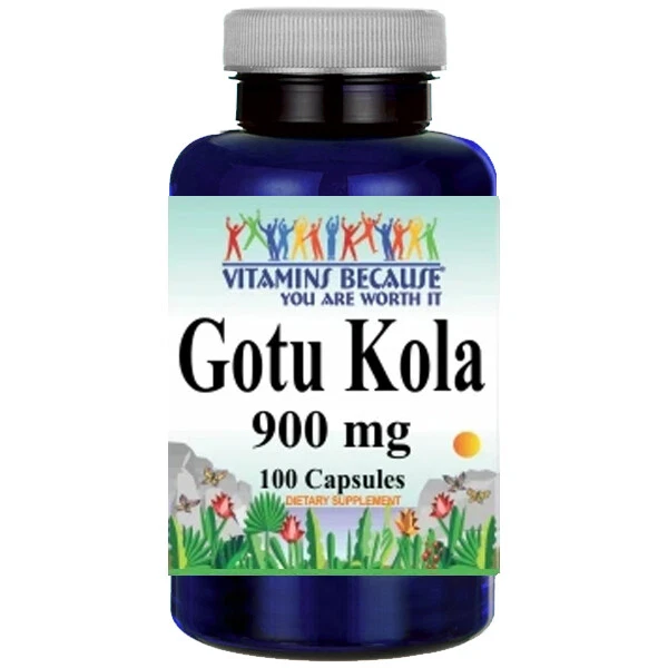Gotu Kola 900mg 100 Capsules Centella Asiatica Aerial Increases Collagen Product