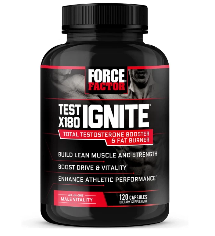 Force Factor Test X180 Ignite Total Testosterone Booster for Men, 120 Capsules