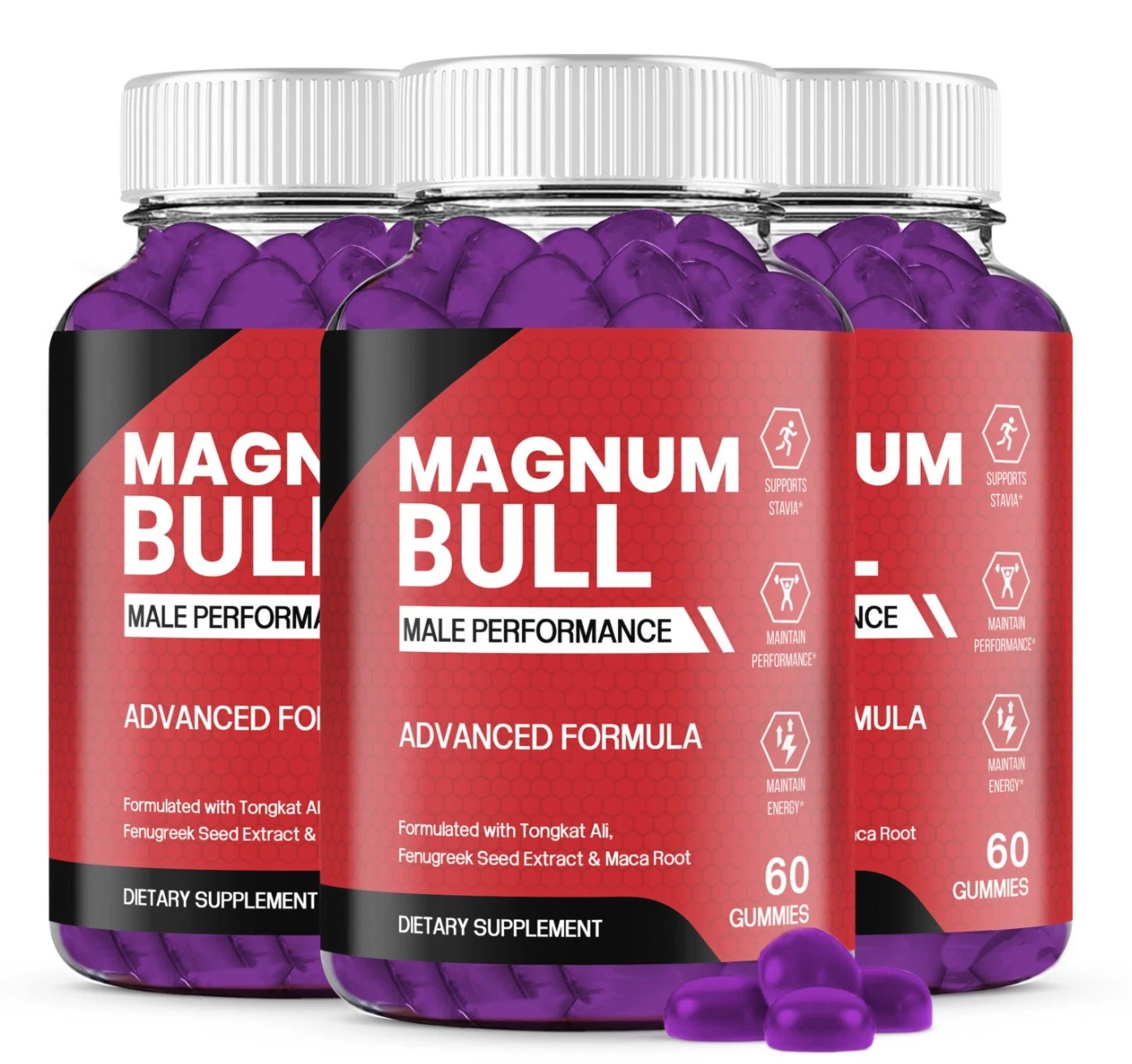 (3 Pack) Magnum Bull Gummies for Men, Ultra Potency Formula For Male Health