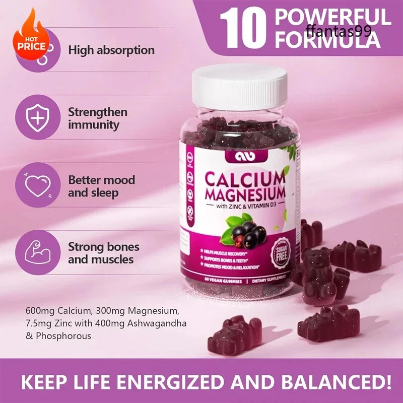 Calcium, magnesium, zinc, and vitamin D3 supplements gummies