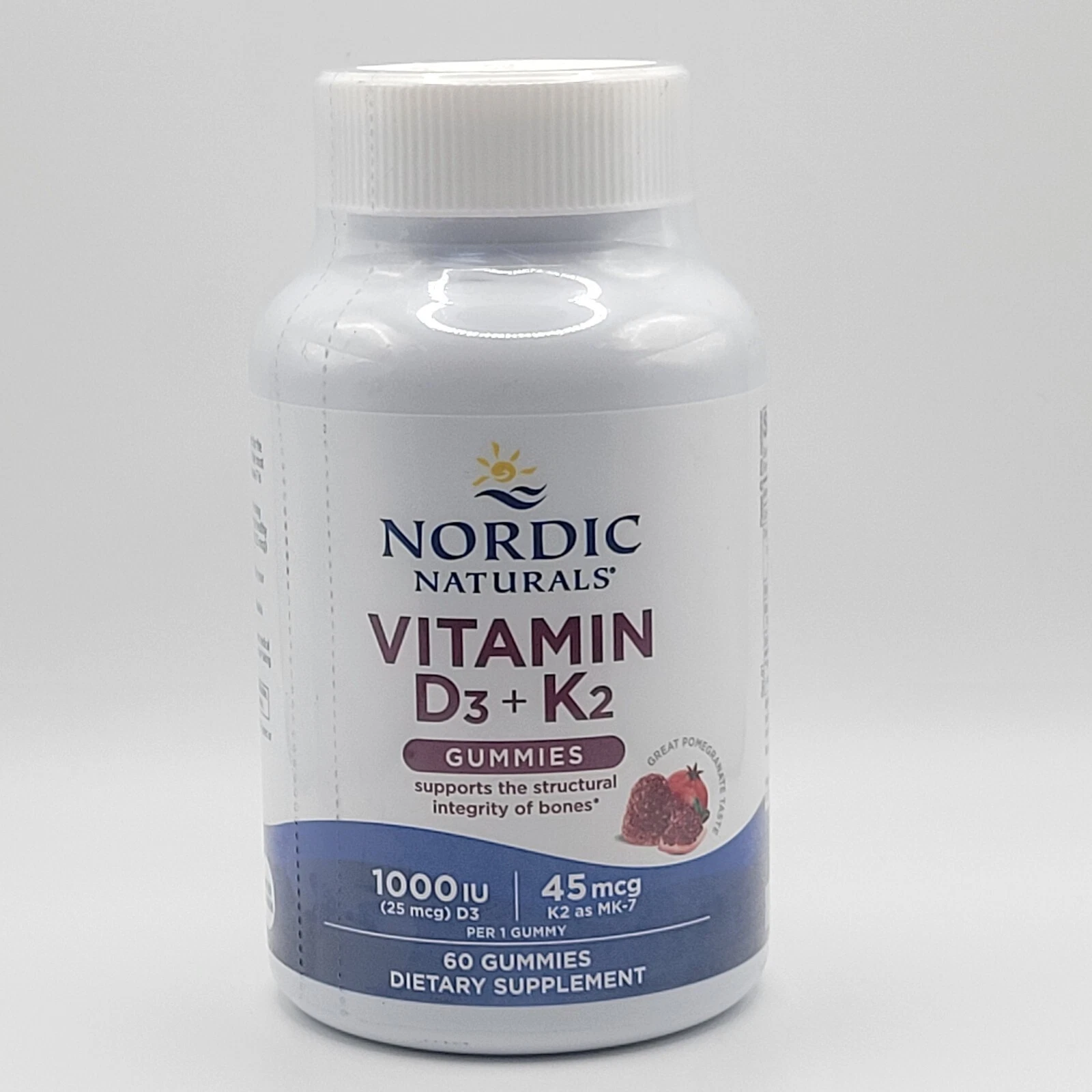 Nordic Naturals Vitamin D3 + K2 Gummies Pomegranate 60 Gummies New & Sealed
