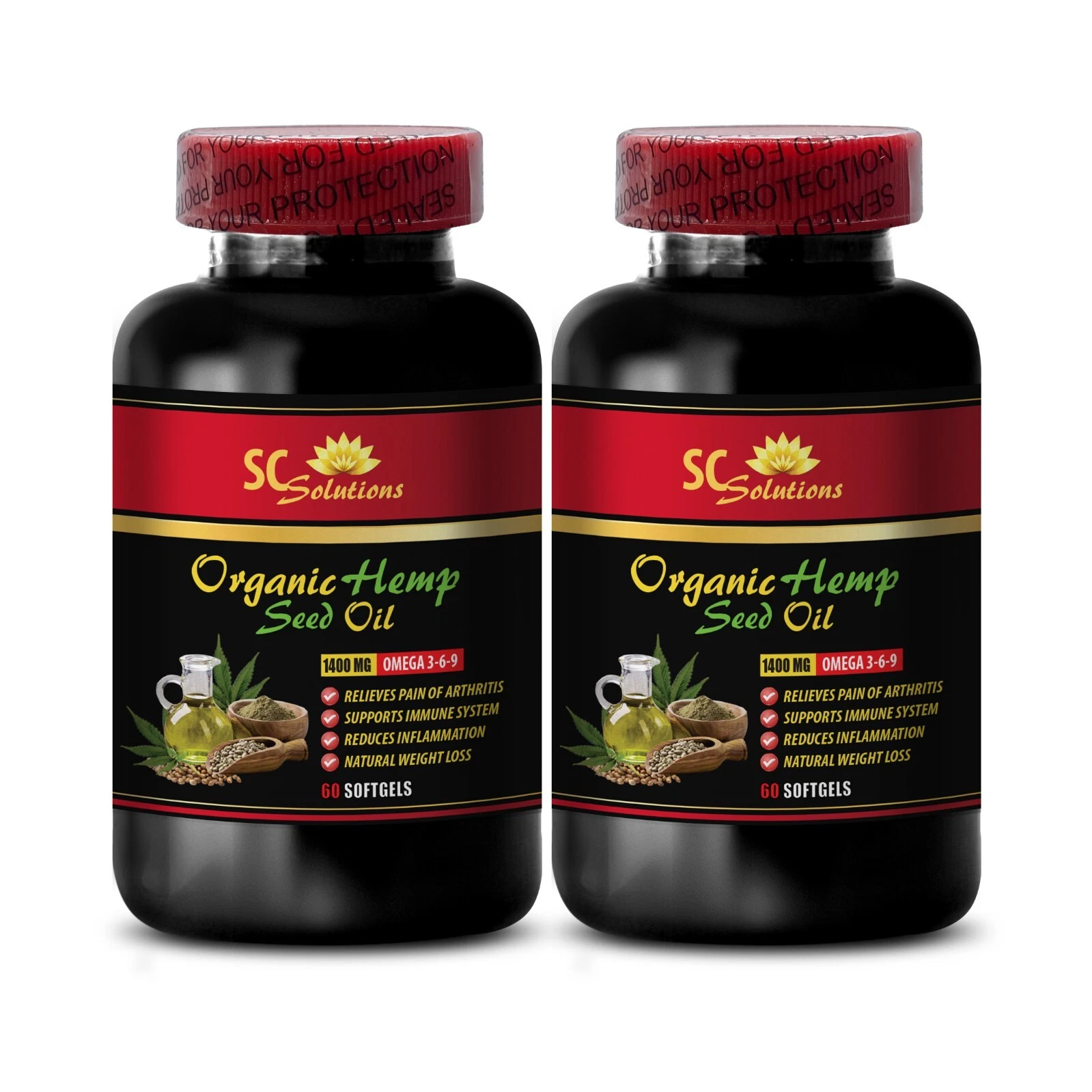 hemp oil capsules - HEMP SEED OIL 1400mg - weight loss supplement - 2 Bottles