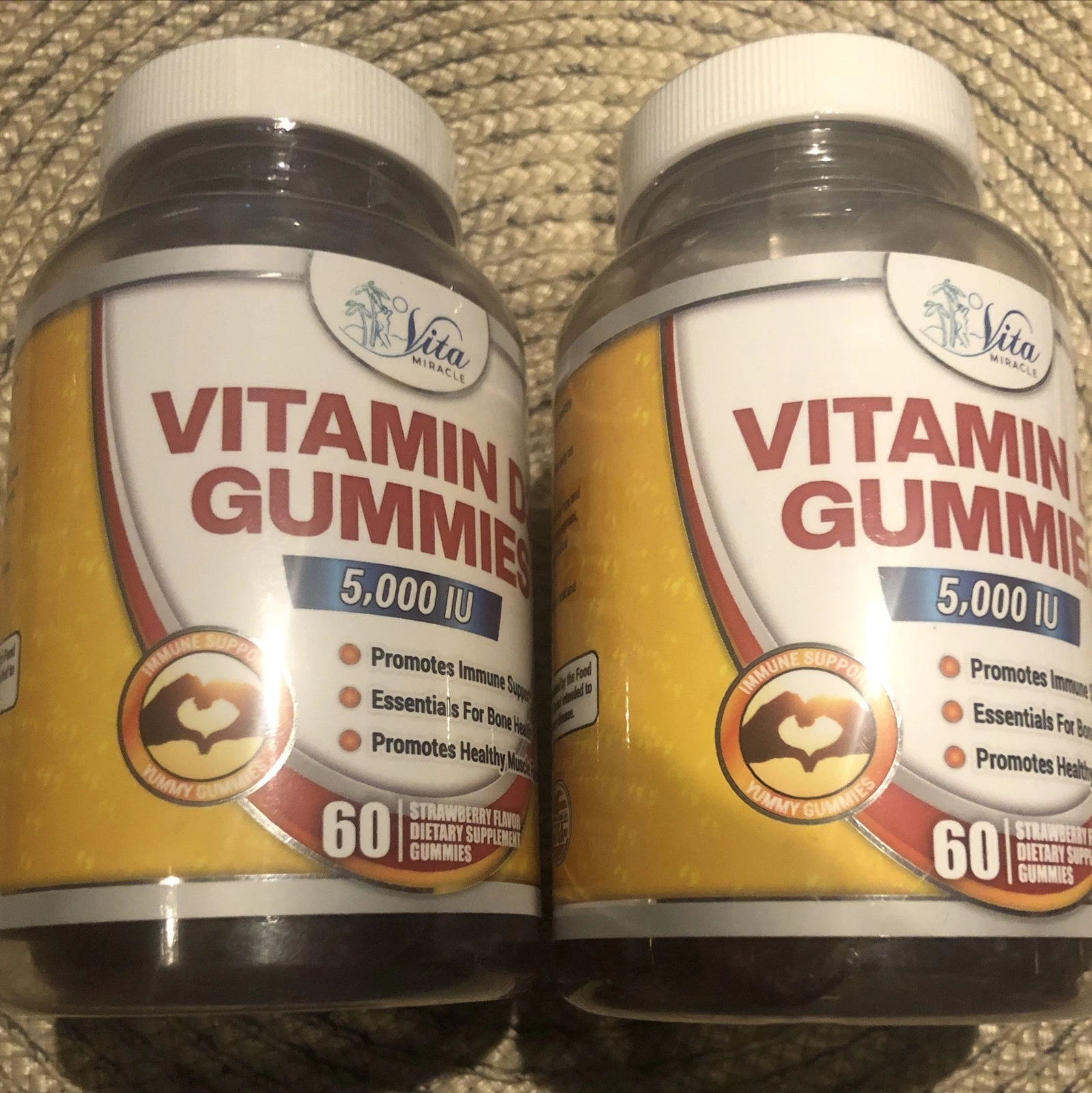 Vitamin D3 60 GUMMIES/5000IU/Promotes Immune Support /Bone & Muscle Health /2 Pk