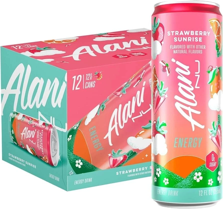 Alani Strawberry Sunrise Energy Drink 12 ounce (12 Pack)